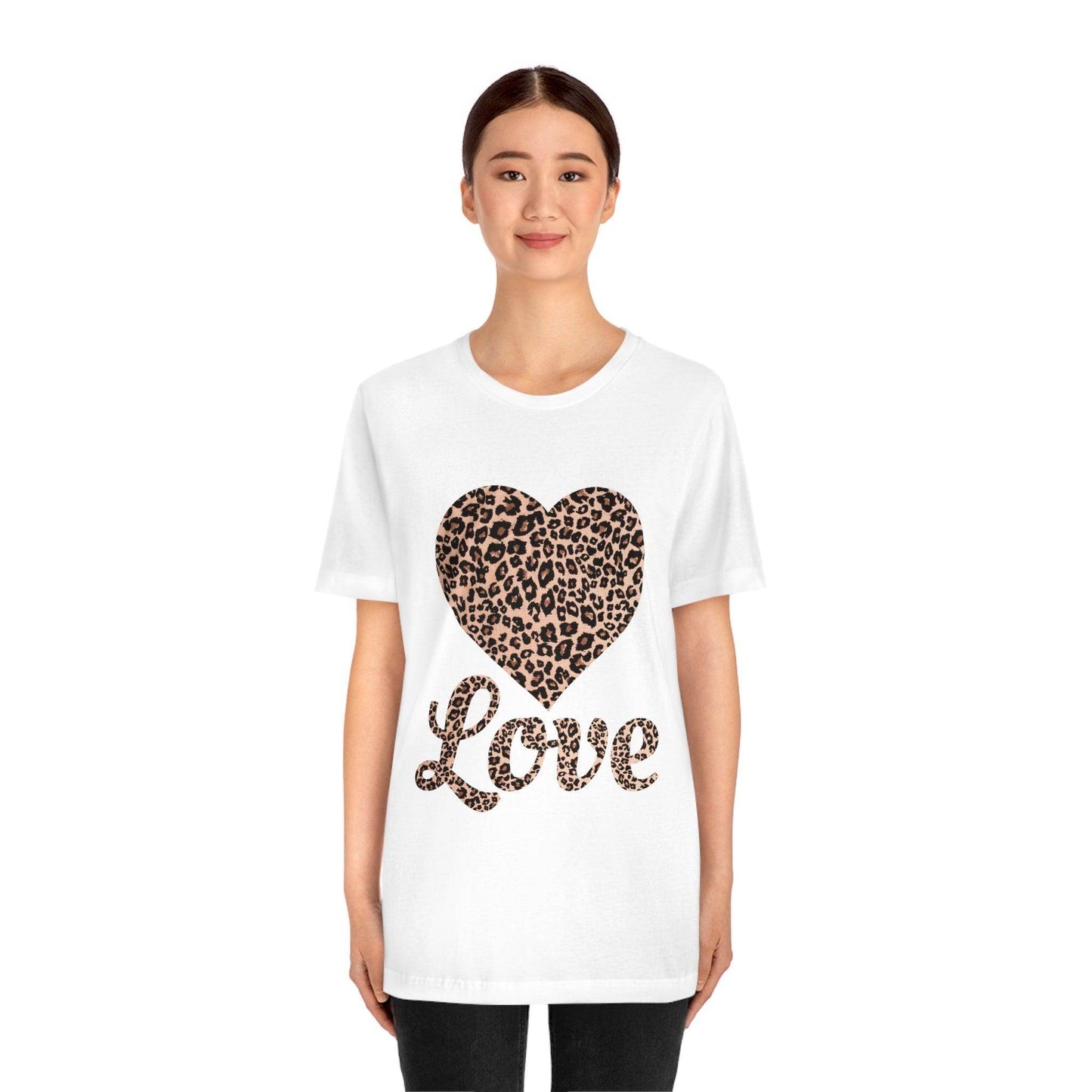Leopard Print, Love Heart Tee, - Giftsmojo