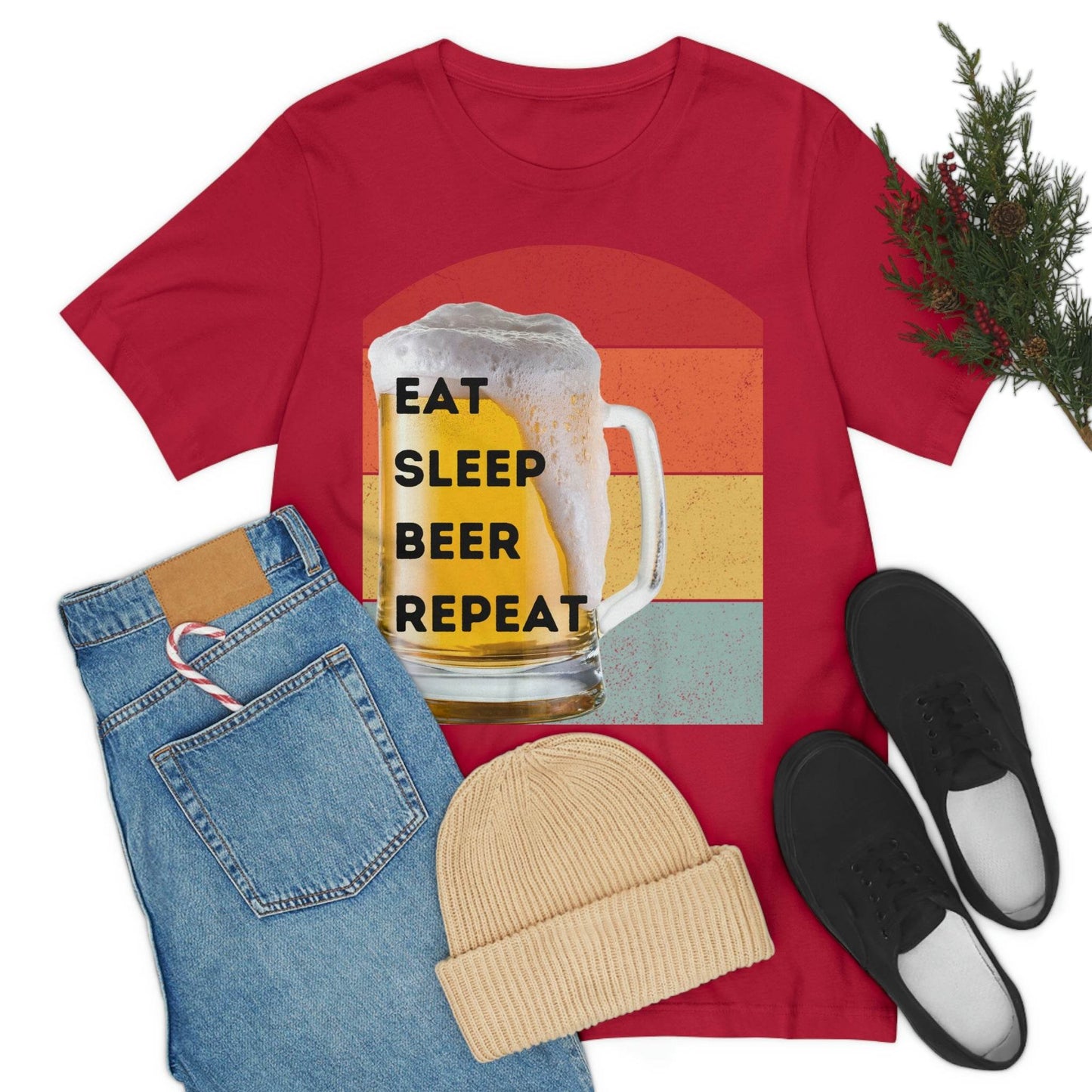 Retro shirt Eat Sleep Beer Repeat - funny beer shirt - Giftsmojo