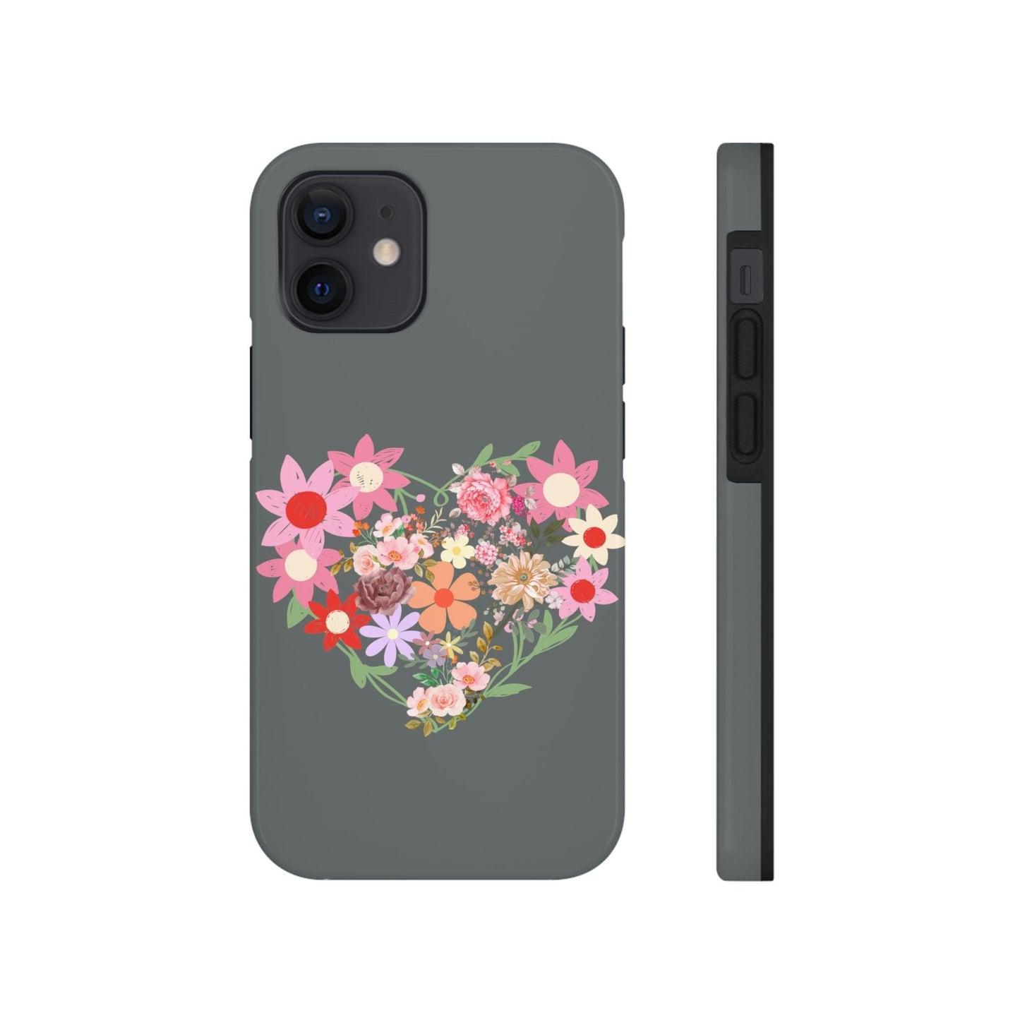 Floral Heart phone case, Tough Phone Cases, Mom Phone Case fit for iPhone 14 Pro, 13, 12, 11 Pro Max, Xr, Xs, 8+, 7, And Samsung S