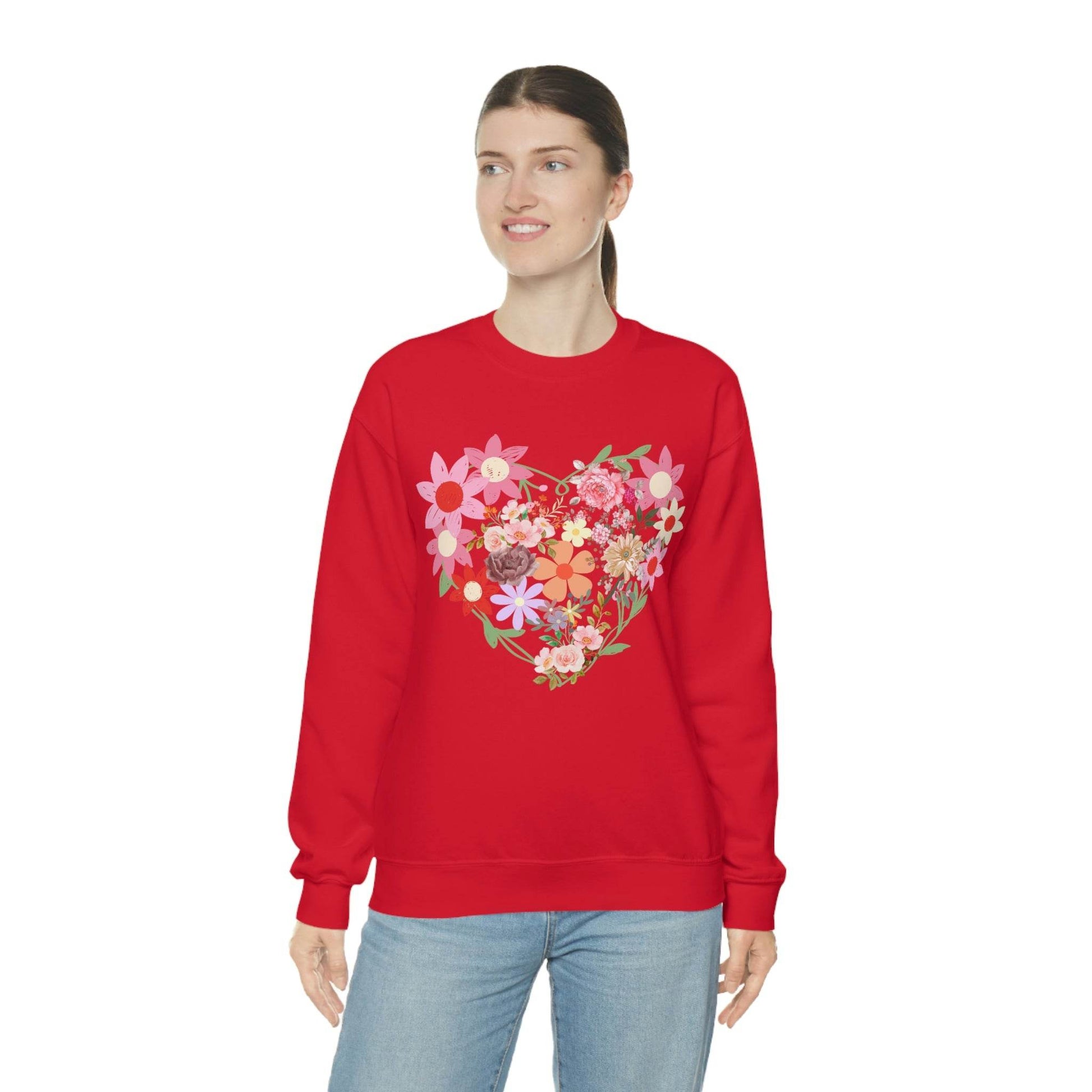 Flower Heart sweatshirt - Floral sweatshirt - Love Sweatshirt - Giftsmojo
