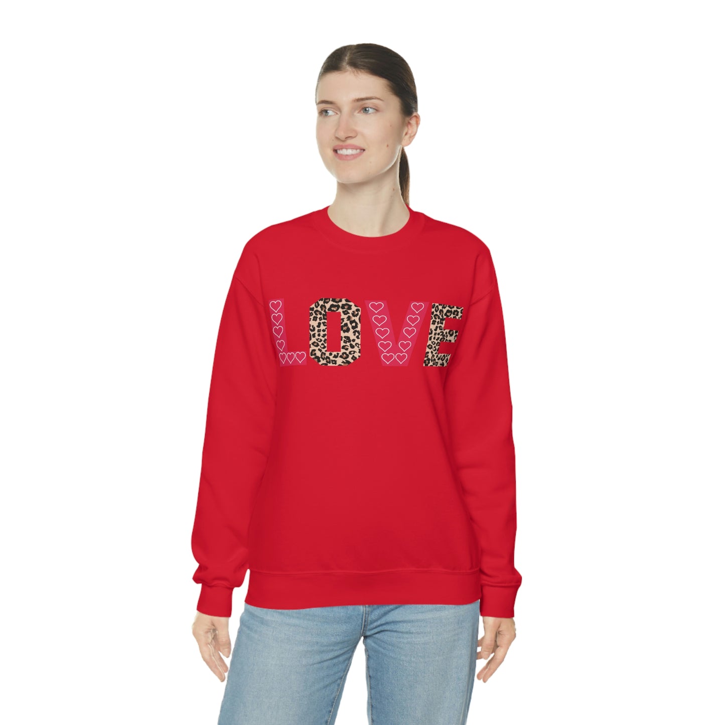 Love Sweatshirt with partial leopard print