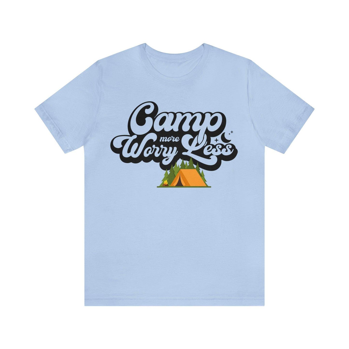 Camp More Worry Less Shirt, Outdoor adventure clothing, Nature-inspired shirts, Outdoor enthusiasts gift, Adventure-themed attire - Giftsmojo