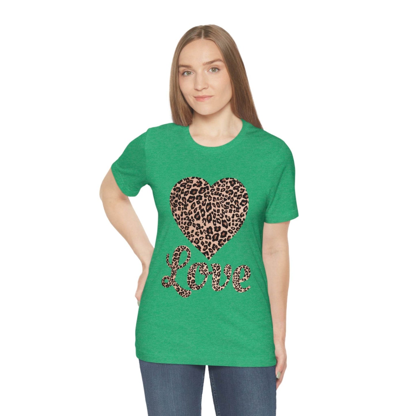 Leopard Print, Love Heart Tee, - Giftsmojo