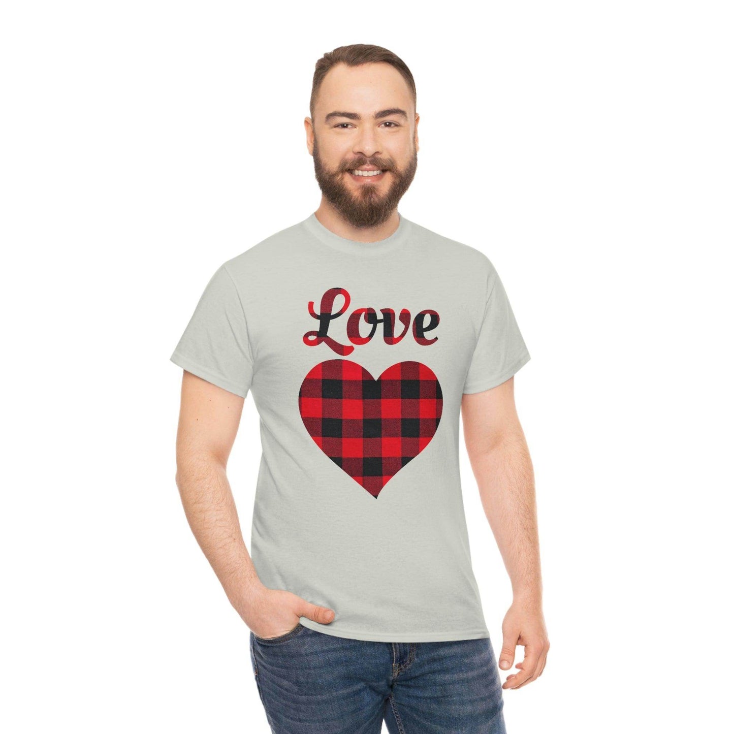 Plaid Love Heart Tee - Giftsmojo