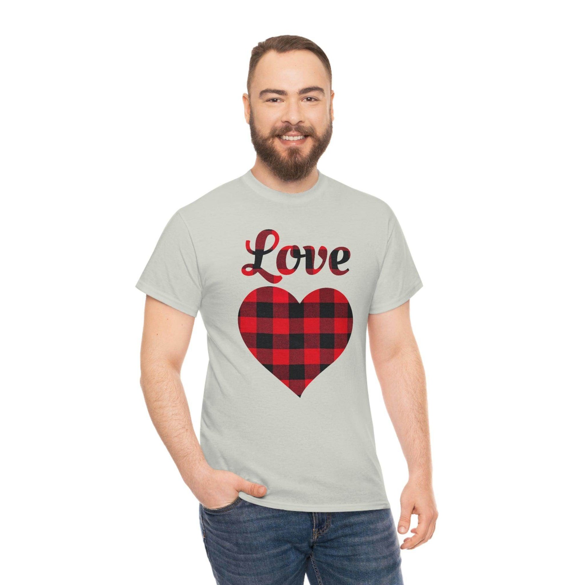Plaid Love Heart Tee - Giftsmojo