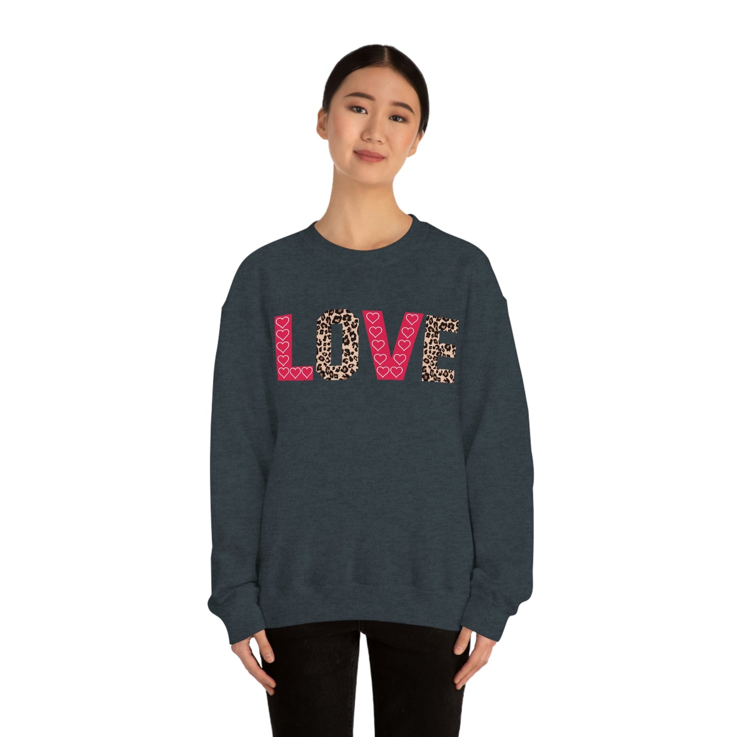 Love Sweatshirt with partial leopard print