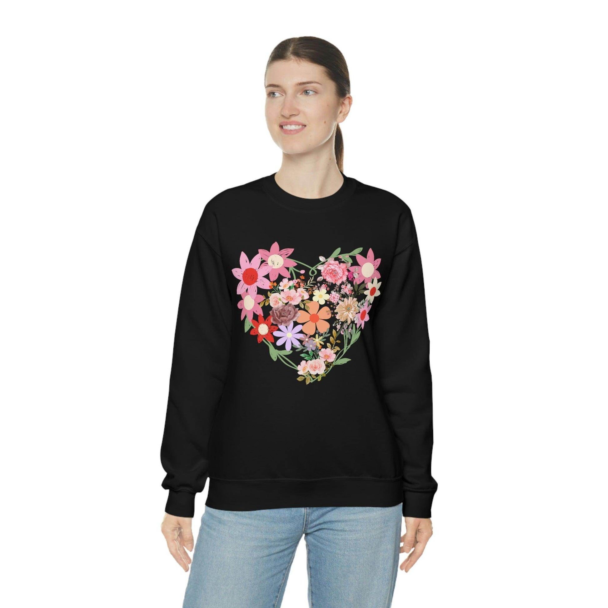 Flower Heart sweatshirt - Floral sweatshirt - Love Sweatshirt - Giftsmojo