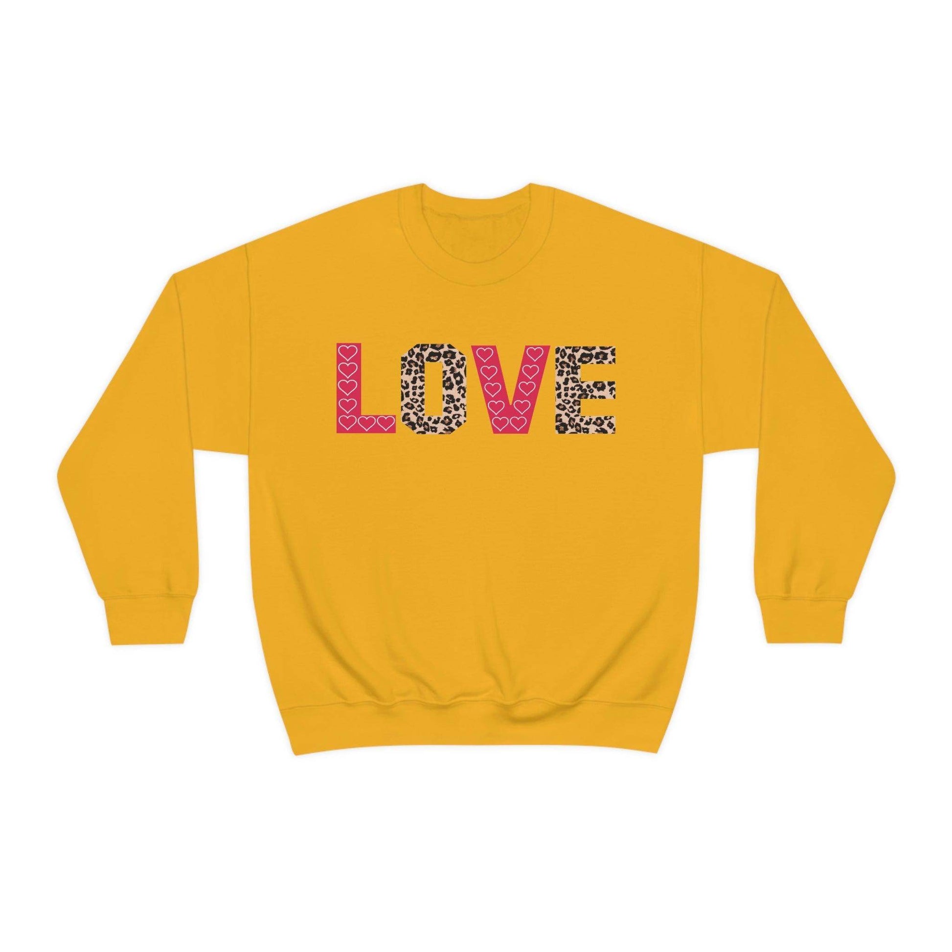 Love Sweatshirt with partial leopard print - Giftsmojo