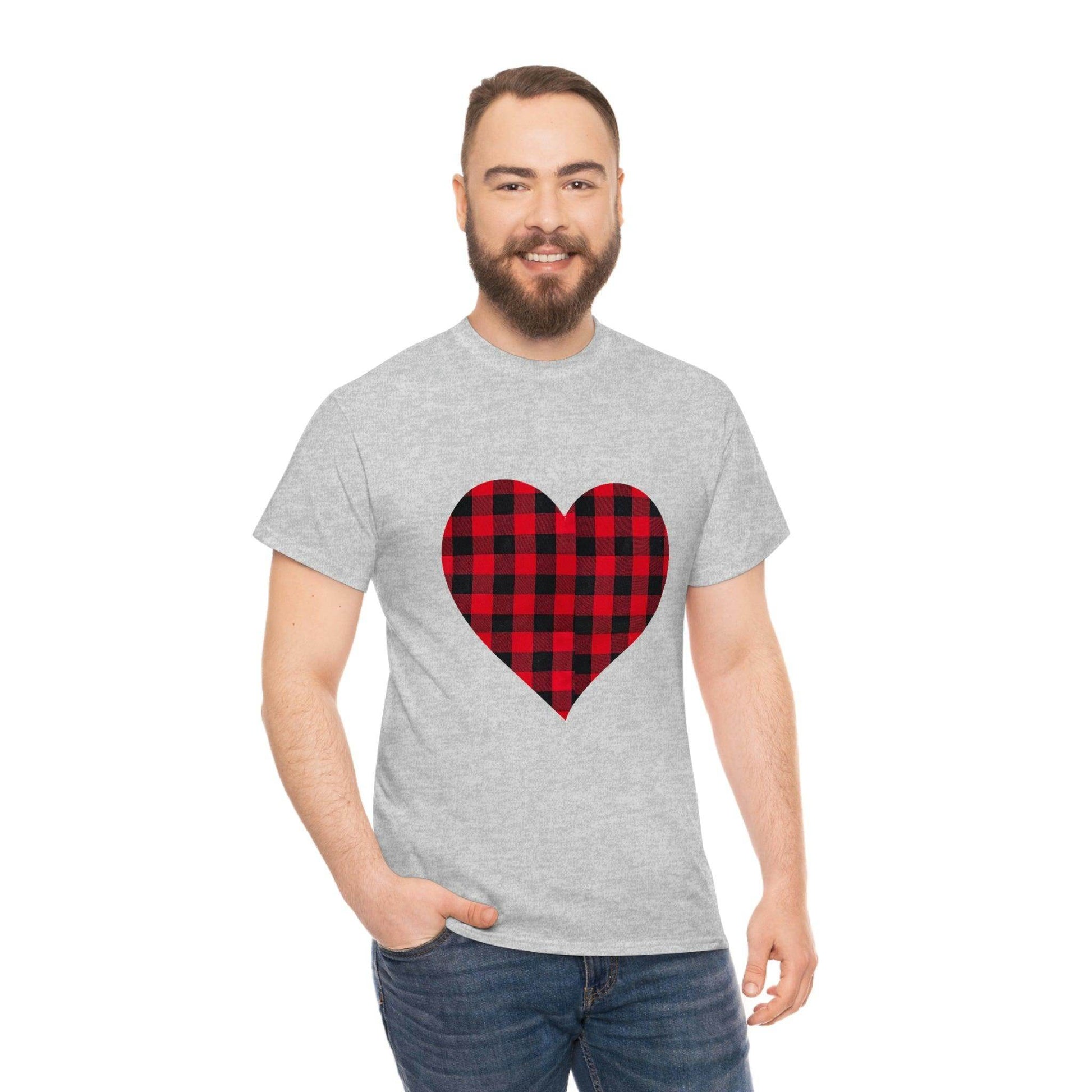 Plaid Heart T-Shirt, Valentines day Shirt, - Giftsmojo