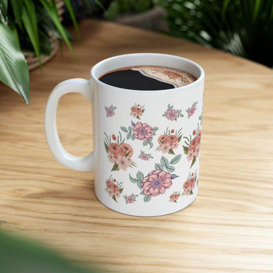 Vintage Floral Mug, gift for mom on mothers day, Birthday gift for mom, gift for plant lovers, hot cocoa mug, gift for coffee lover - Giftsmojo