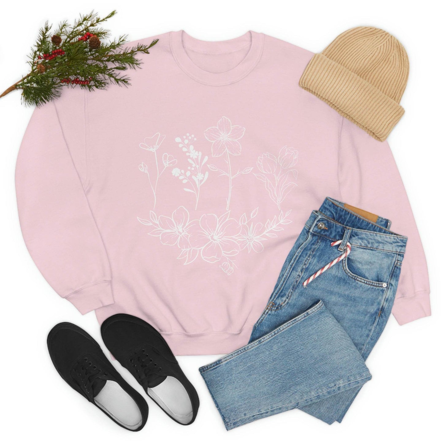 Flower sweatshirt, Vintage Flower Shirt, Vintage Botanical Shirt, plant sweatshirt, - Giftsmojo