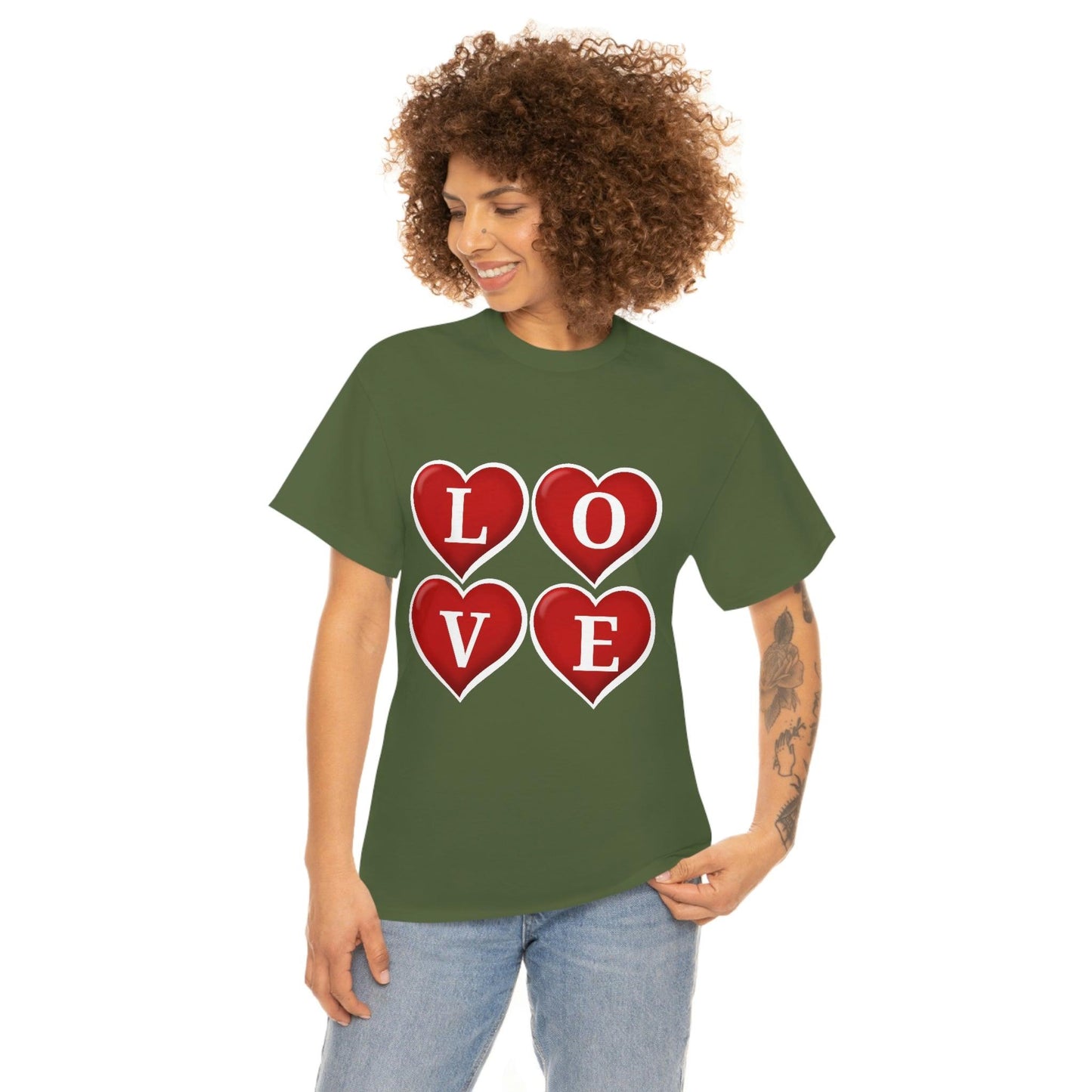 white 4hearts love Tee - Giftsmojo