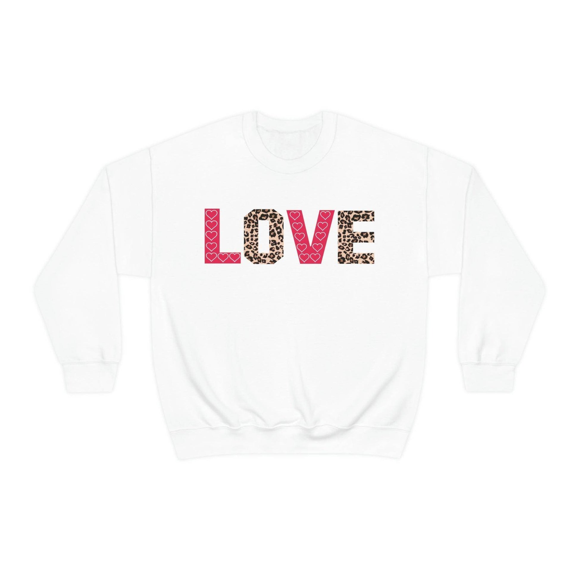 Love Sweatshirt with partial leopard print - Giftsmojo