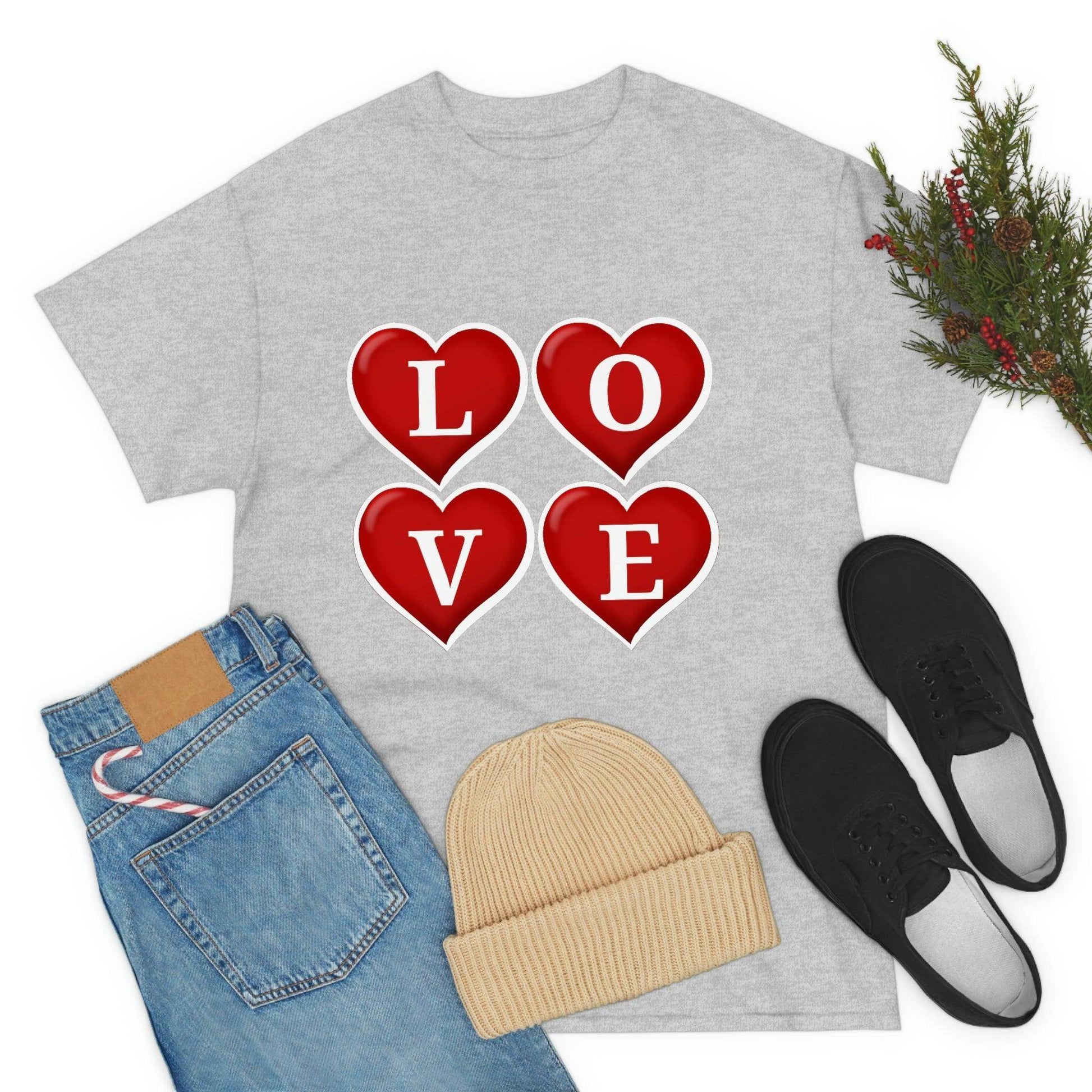 white 4hearts love Tee - Giftsmojo