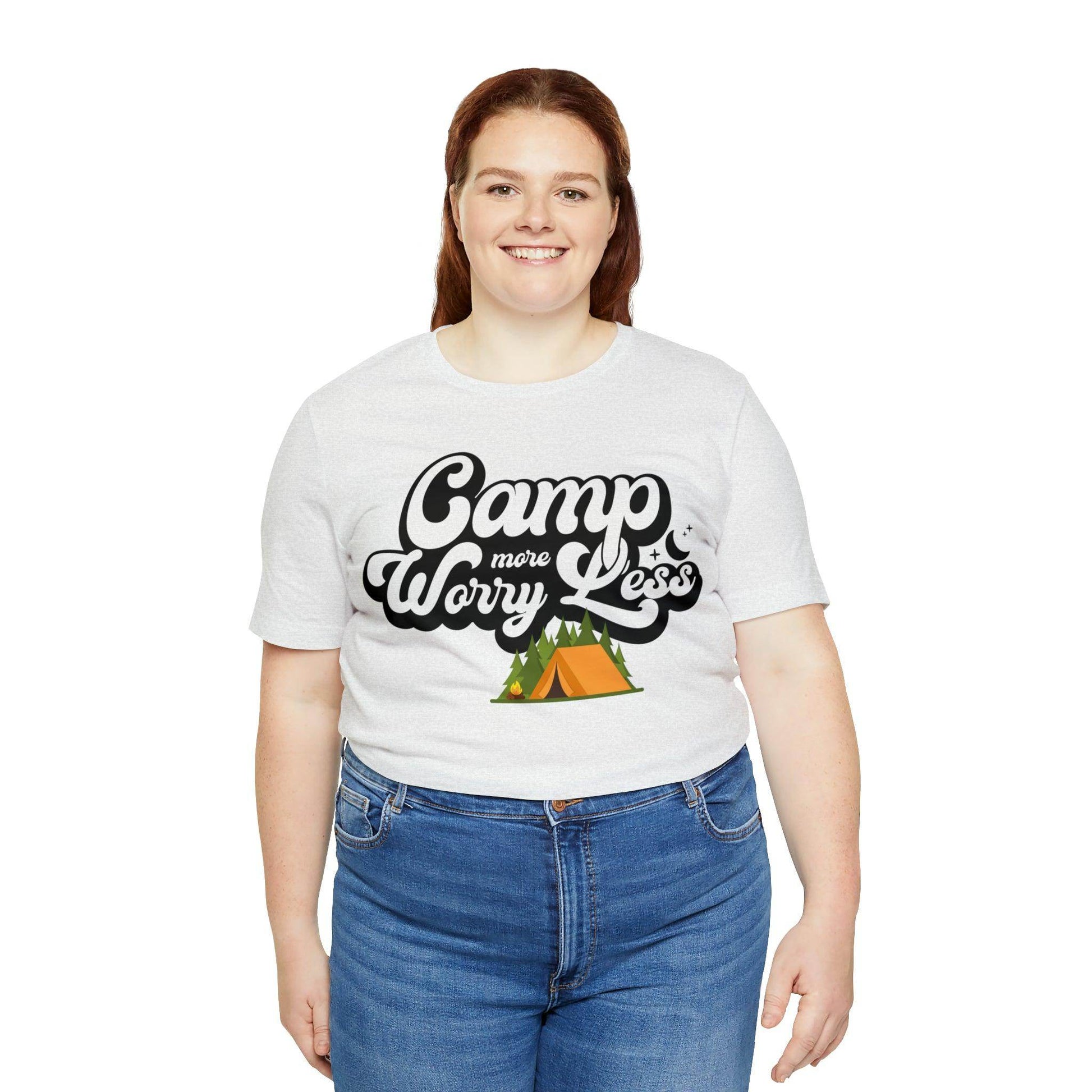 Camp More Worry Less Shirt, Outdoor adventure clothing, Nature-inspired shirts, Outdoor enthusiasts gift, Adventure-themed attire - Giftsmojo
