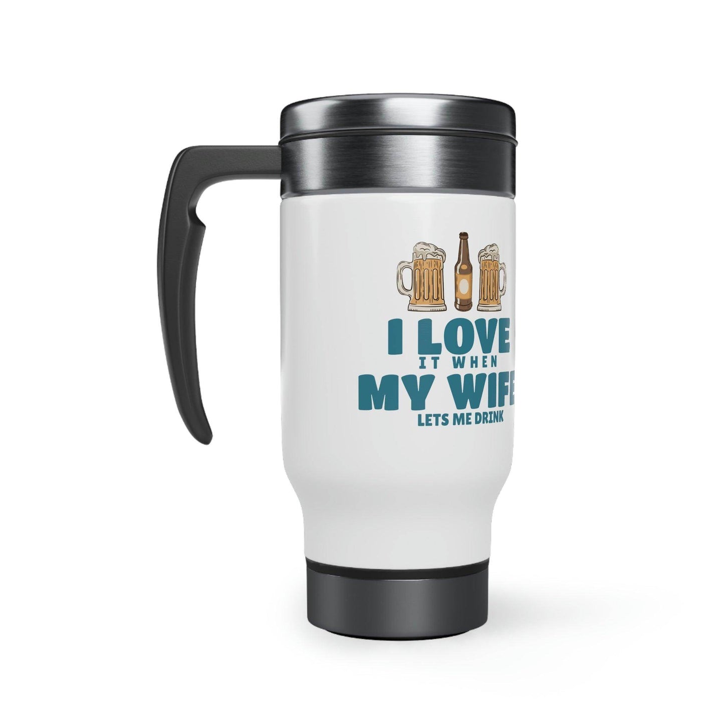 I Love MY Wife Mug, Stainless Steel Travel Mug with Handle, 14oz - Giftsmojo