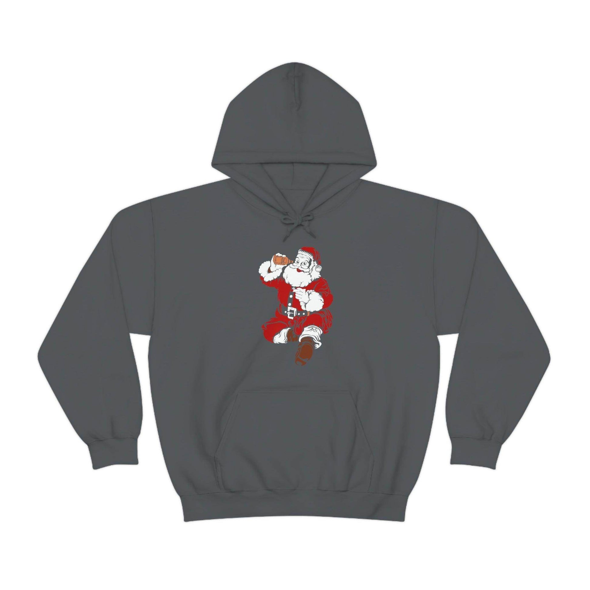 Santa drinking beer funny Hooded Sweatshirt, - Giftsmojo