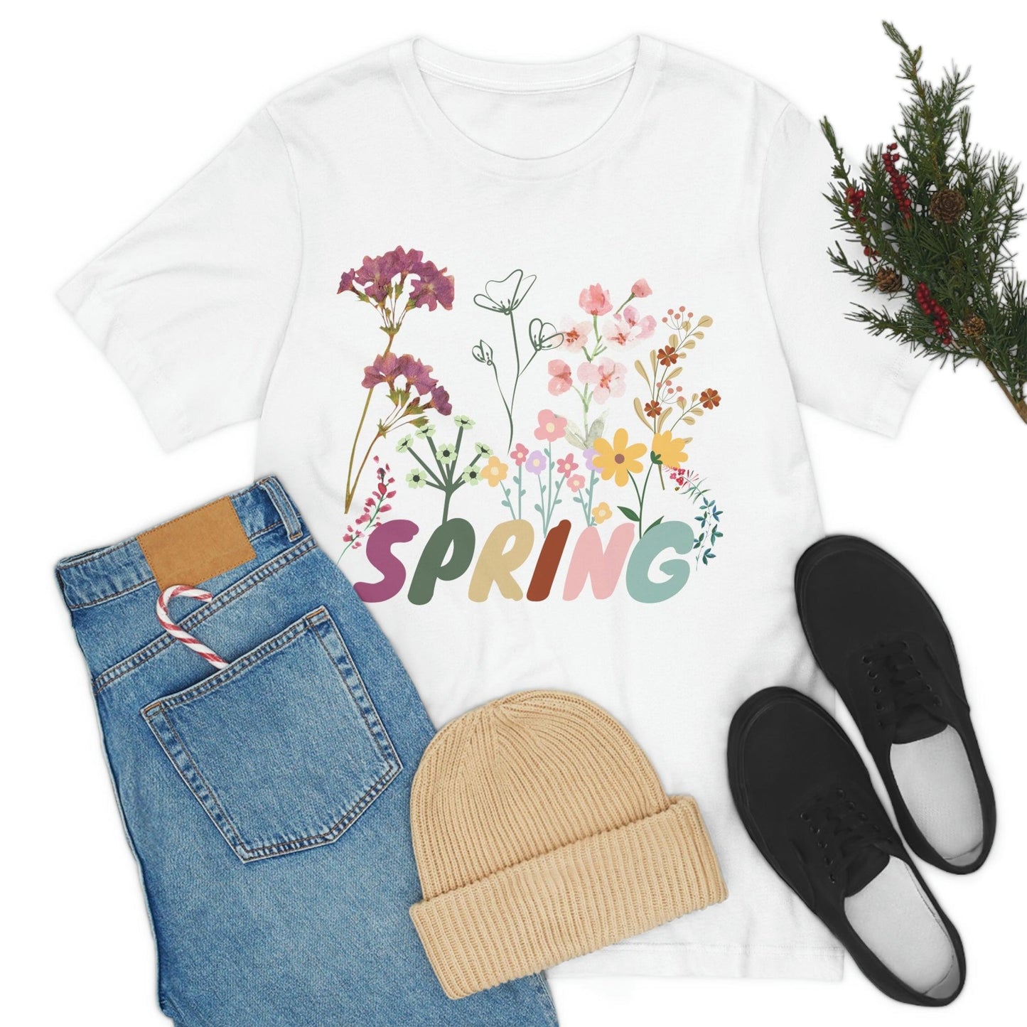 Spring Shirt, Flower T shirt, Vintage Botanical Shirt, Vintage T-shirt, Graphic Tshirt, Botanical Print, Vintage Flower Shirt, Wildflower,