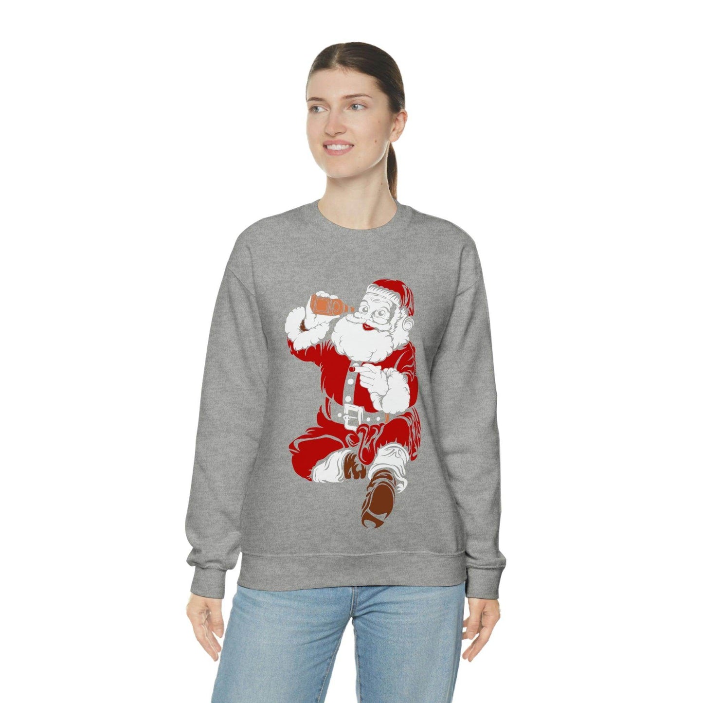 Santa drinking beer Unisex Heavy Blend Crewneck Sweatshirt - Giftsmojo
