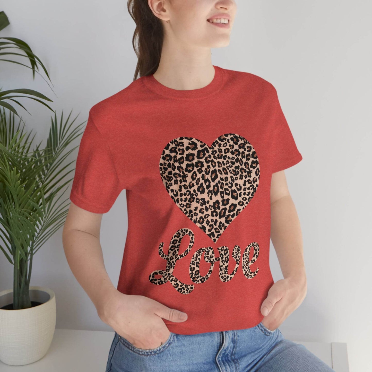 Leopard Print, Love Heart Tee, - Giftsmojo
