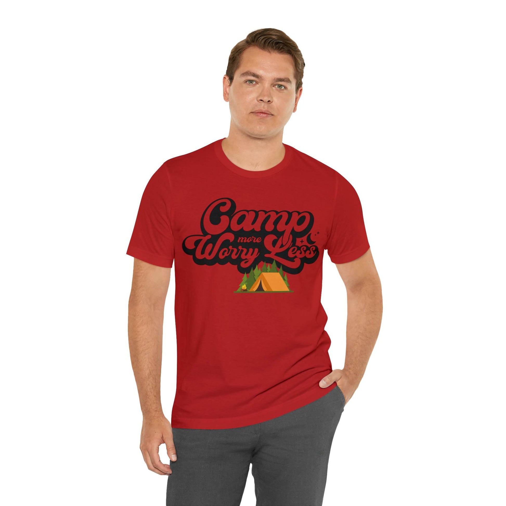 Camp More Worry Less Shirt, Outdoor adventure clothing, Nature-inspired shirts, Outdoor enthusiasts gift, Adventure-themed attire - Giftsmojo