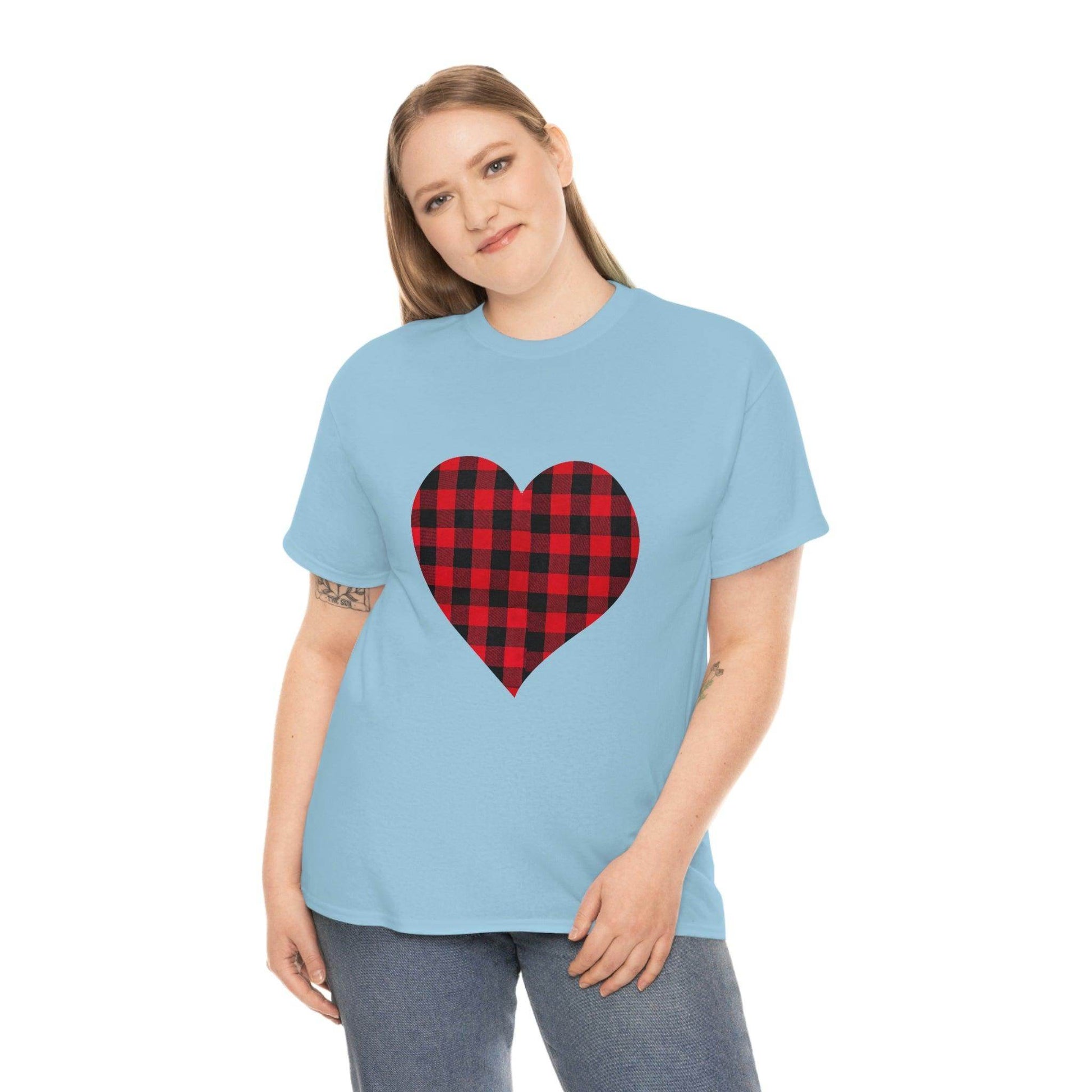 Plaid Heart T-Shirt, Valentines day Shirt, - Giftsmojo