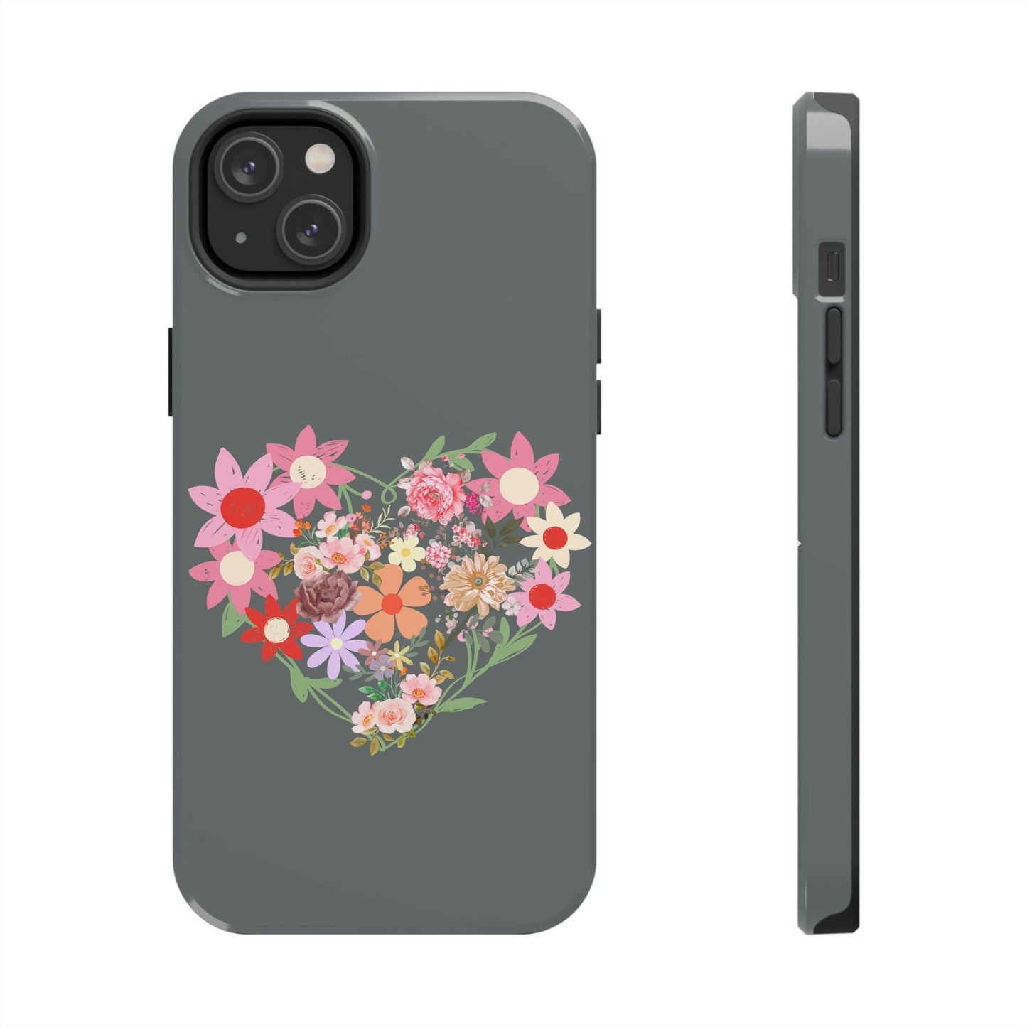 Floral Heart phone case, Tough Phone Cases, Mom Phone Case fit for iPhone 14 Pro, 13, 12, 11 Pro Max, Xr, Xs, 8+, 7, And Samsung S