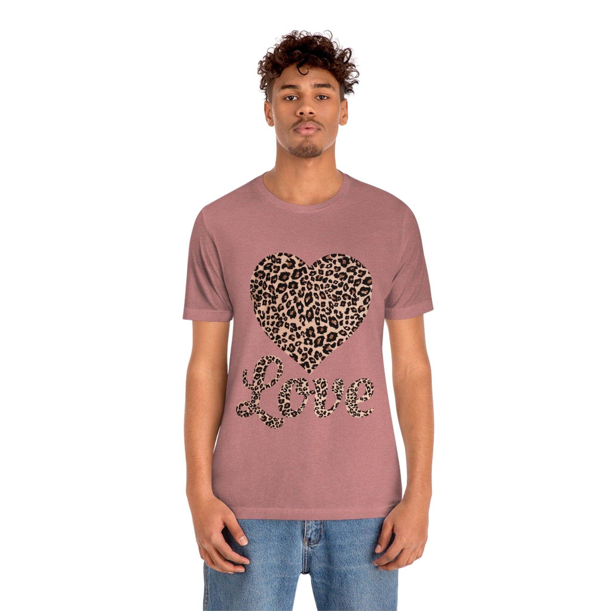 Leopard Print, Love Heart Tee, - Giftsmojo