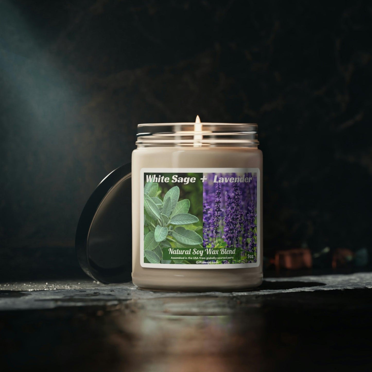 White Sage and Lavender Scented Soy Candle, Natural Soy wax Aromatherapy candle, Stress relief gift for mom grandma new mom stepmom - Giftsmojo