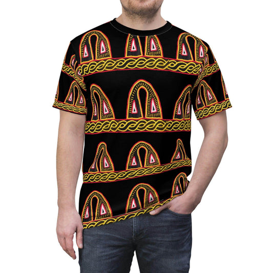 African Pattern All Over Print Cut & Sew Tee, Cameroon pattern Tee, - Giftsmojo