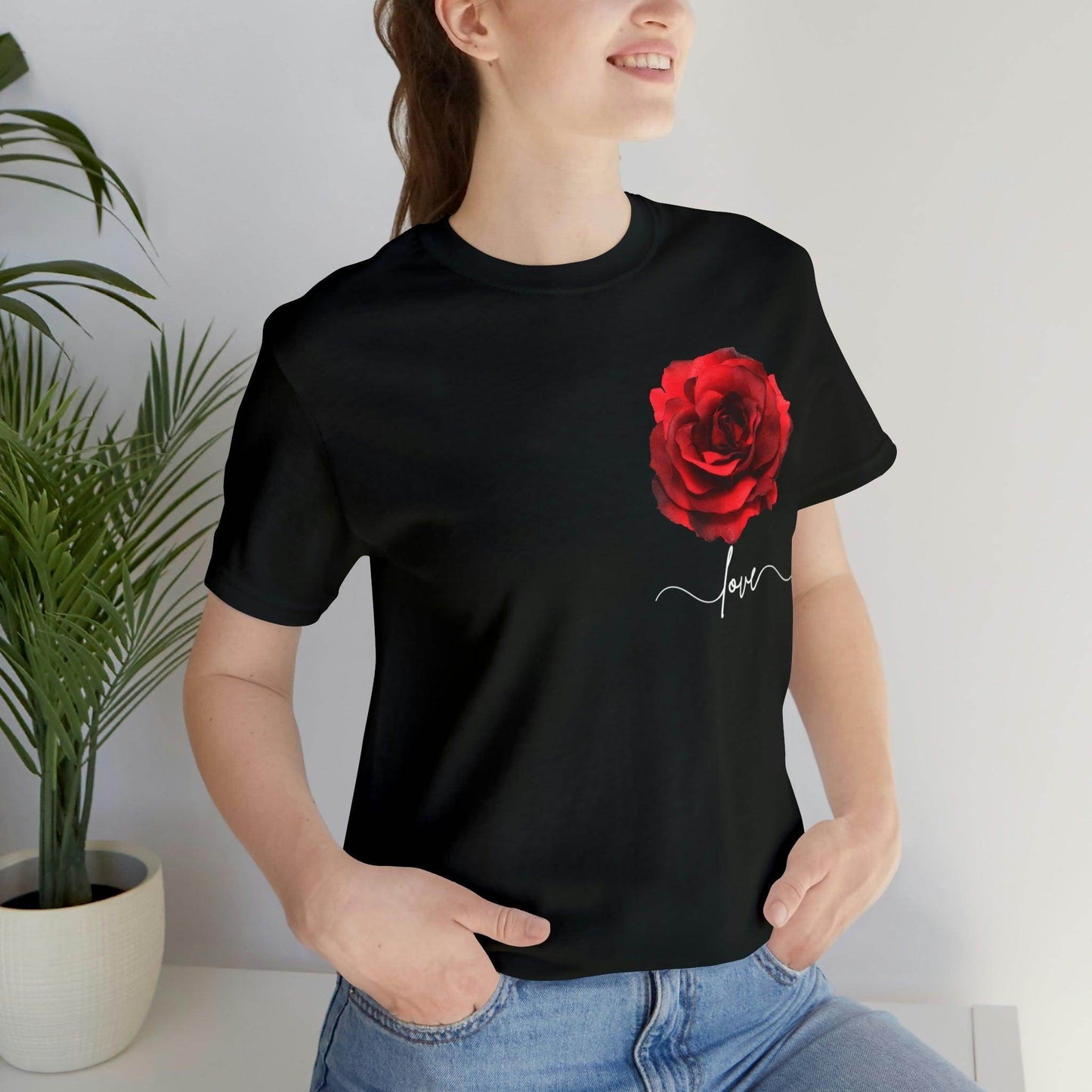 Love Rose Flower T-shirt for Women, Rose Graphic T-shirt, floral shirt, gift for her, love shirt - Giftsmojo