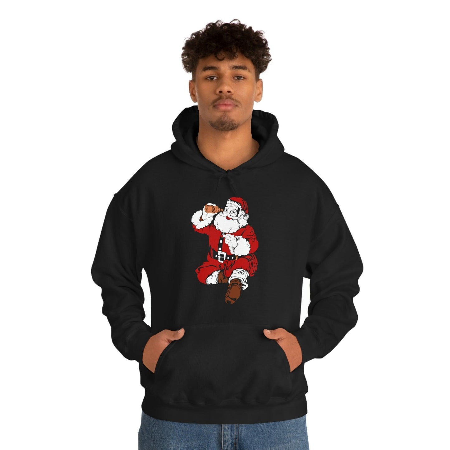 Santa drinking beer funny Hooded Sweatshirt, - Giftsmojo