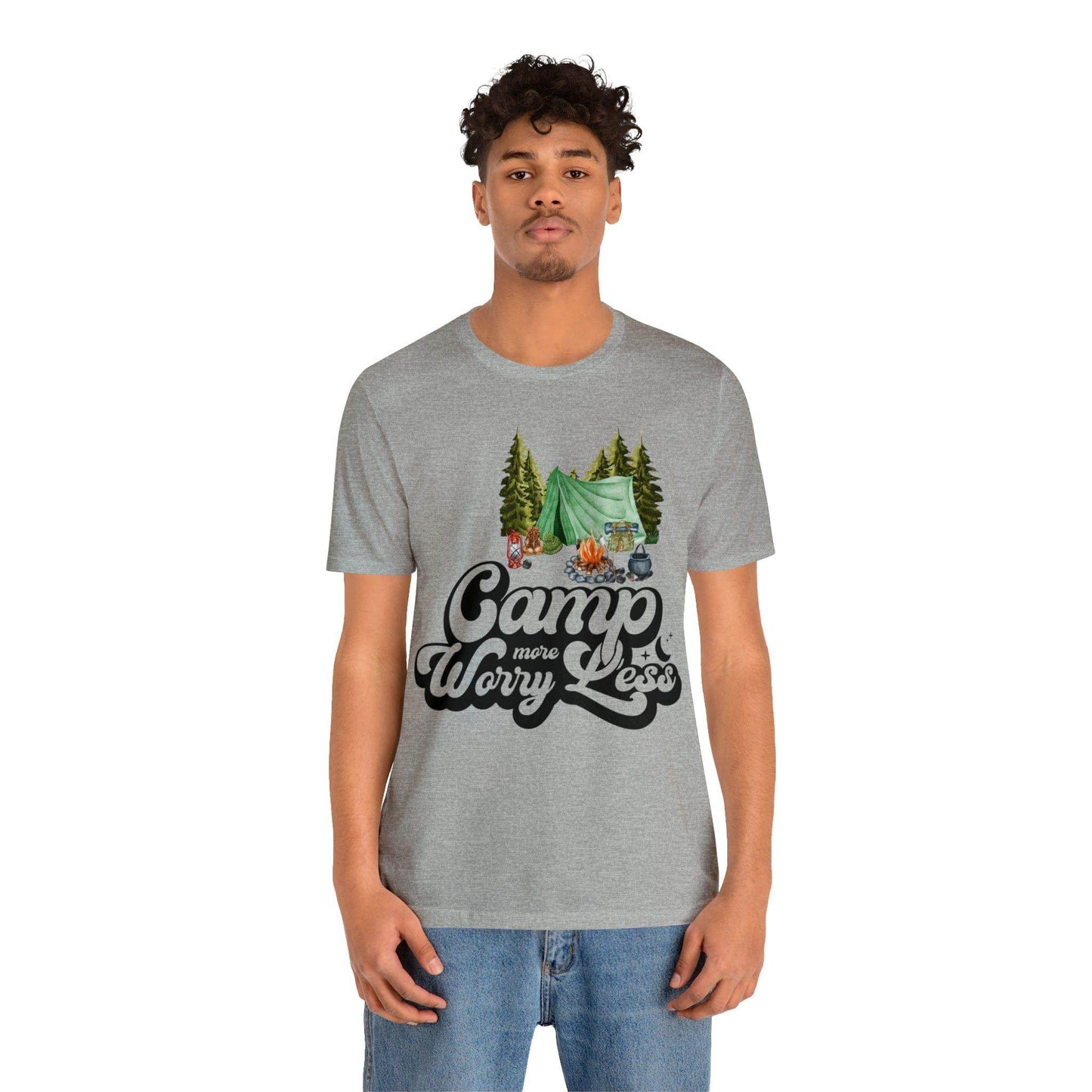 Camp More Worry Less Shirt, Outdoor adventure clothing, Nature-inspired shirts, Hiking apparel, Outdoor enthusiasts gift, Adventure-themed attire - Giftsmojo