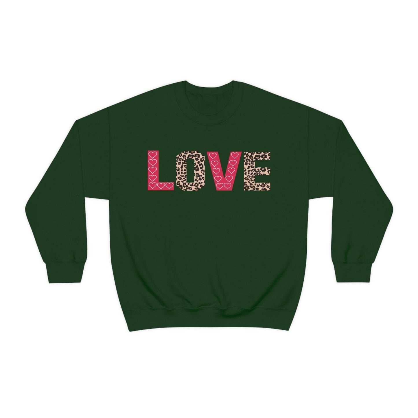 Love Sweatshirt with partial leopard print - Giftsmojo