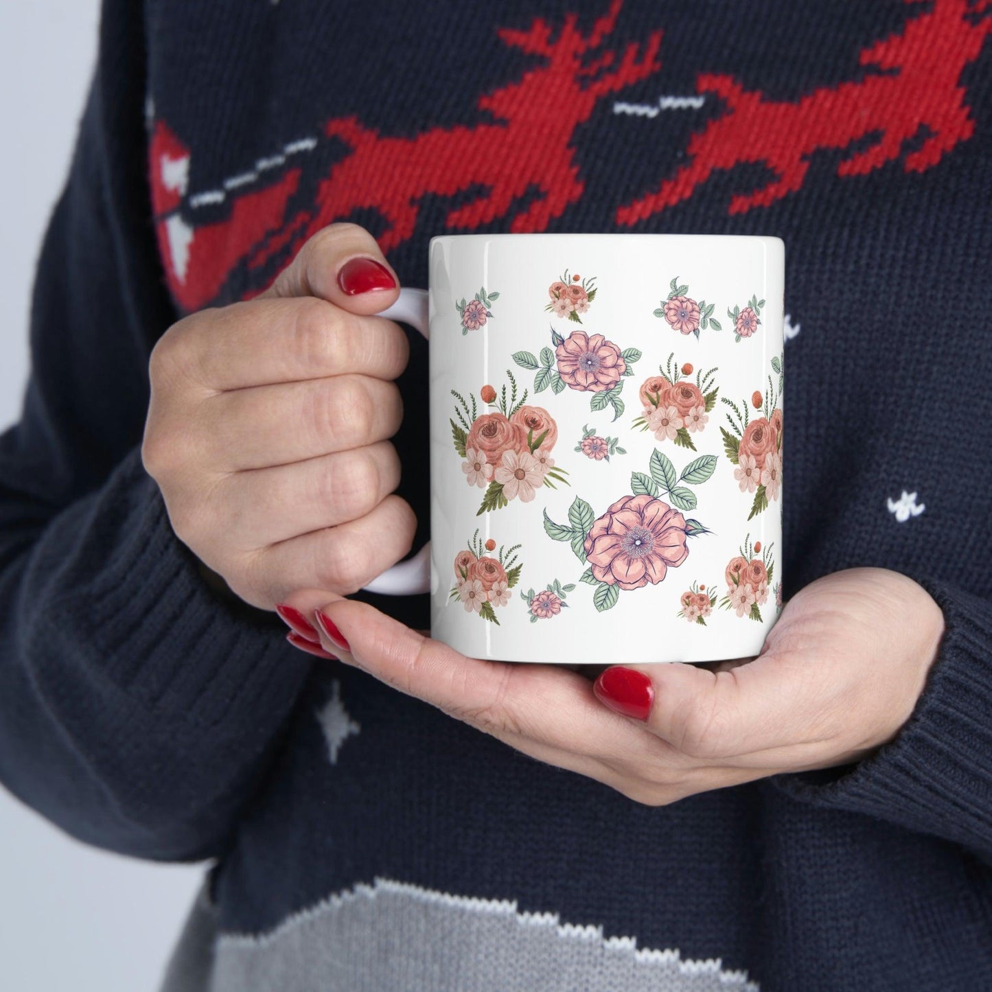 Vintage Floral Mug, gift for mom on mothers day, Birthday gift for mom, gift for plant lovers, hot cocoa mug, gift for coffee lover - Giftsmojo