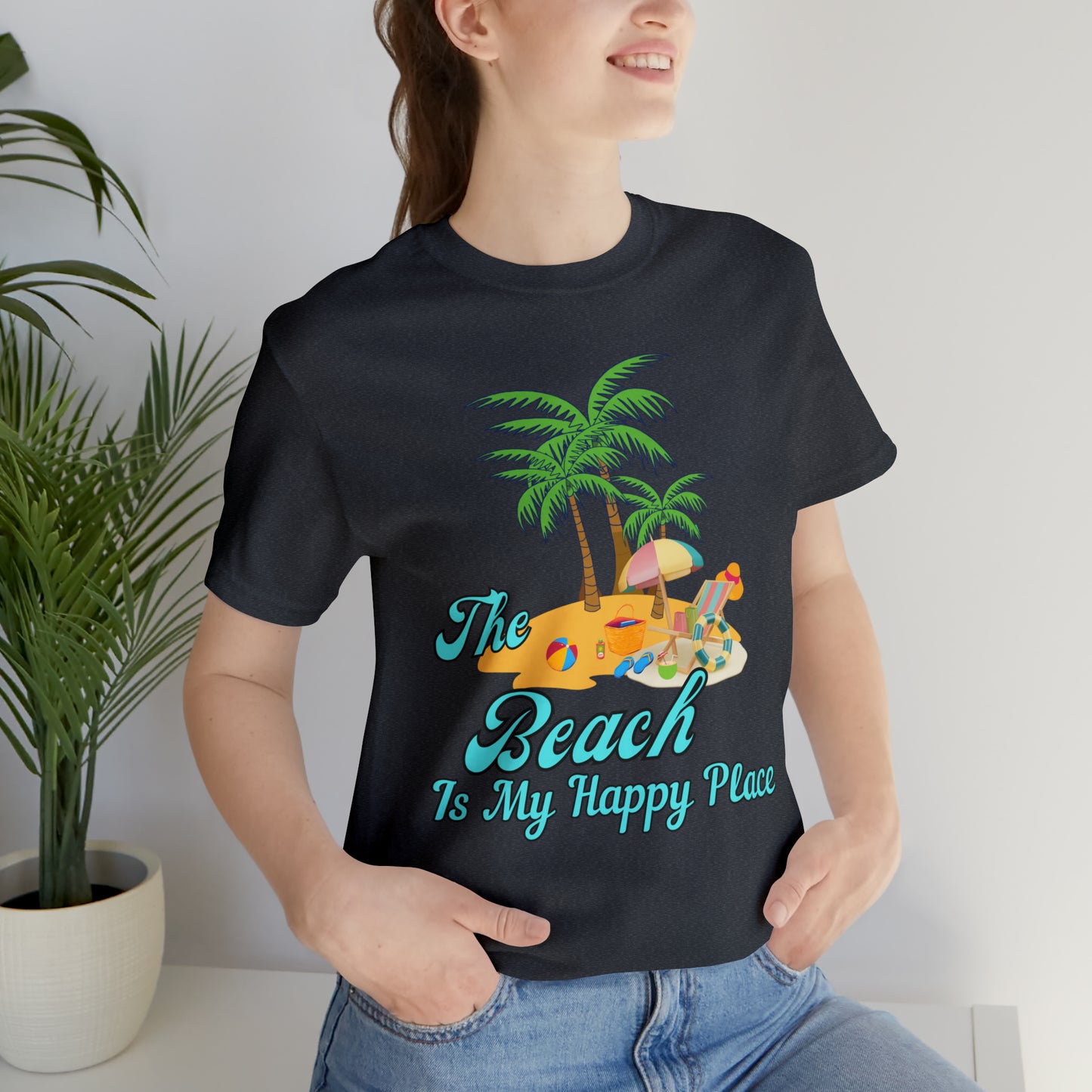 Beach shirt, The Beach is my happy place shirt, Beach t-shirt, Summer shirt, Beachwear, Beach fashion, Stylish beach apparel