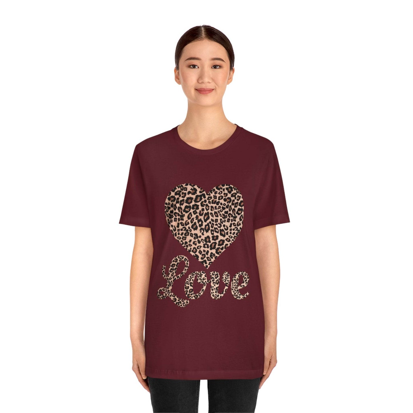 Leopard Print, Love Heart Tee, - Giftsmojo