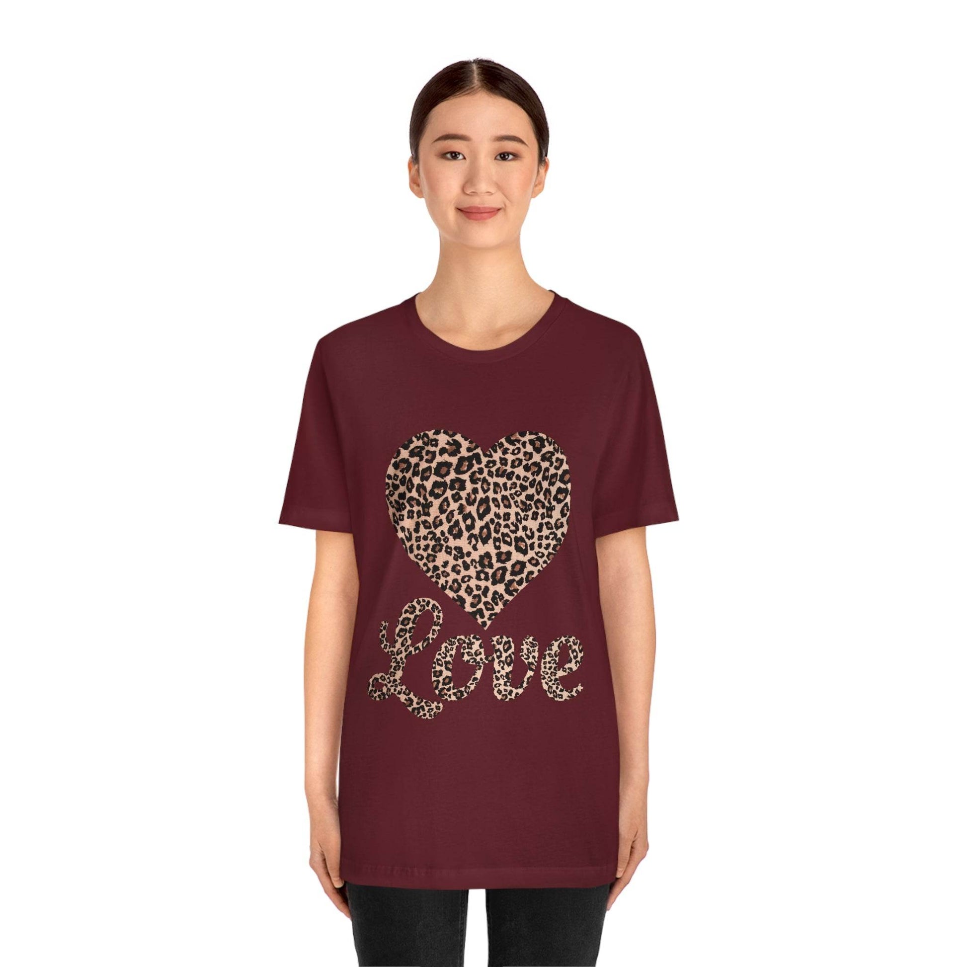 Leopard Print, Love Heart Tee, - Giftsmojo