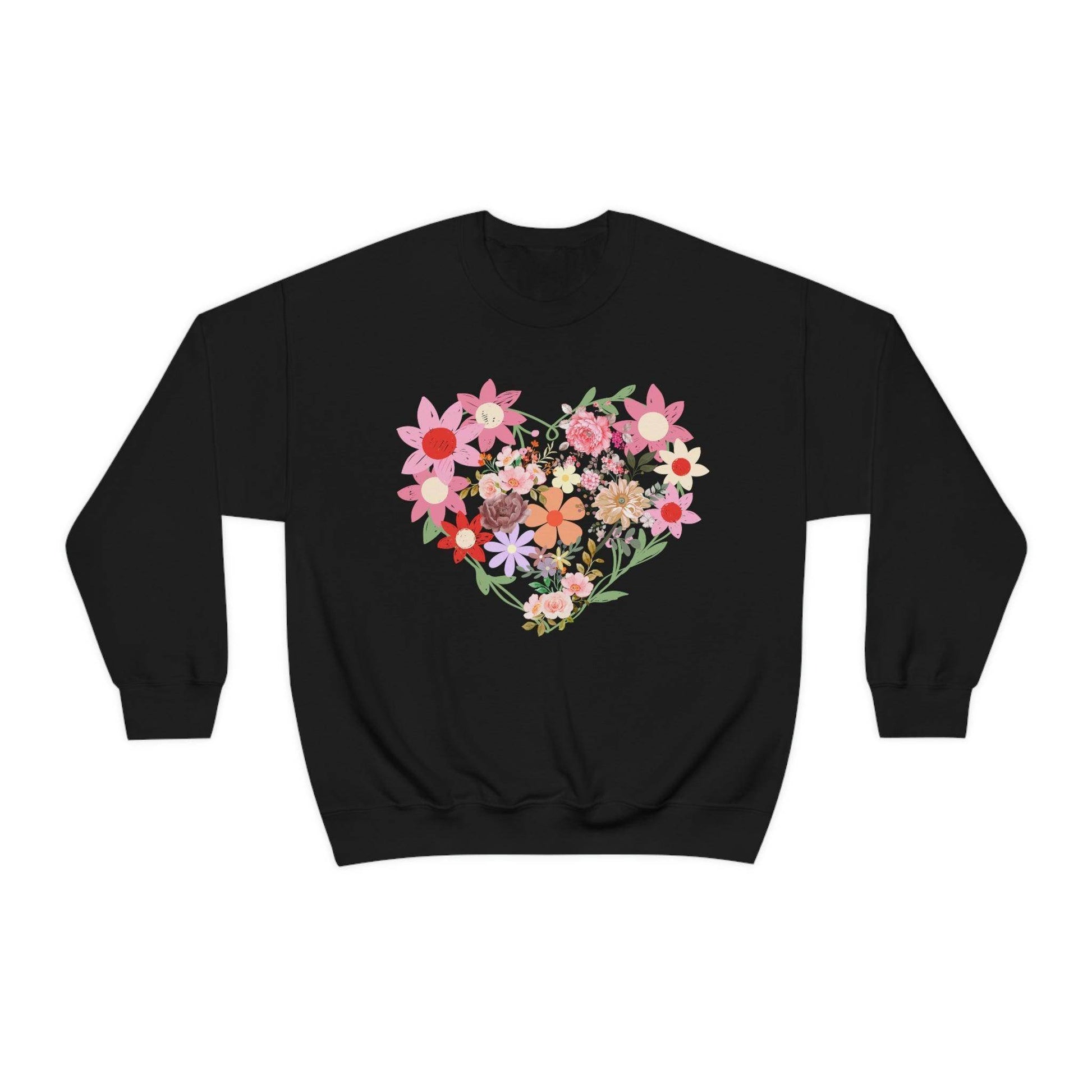 Flower Heart sweatshirt - Floral sweatshirt - Love Sweatshirt - Giftsmojo