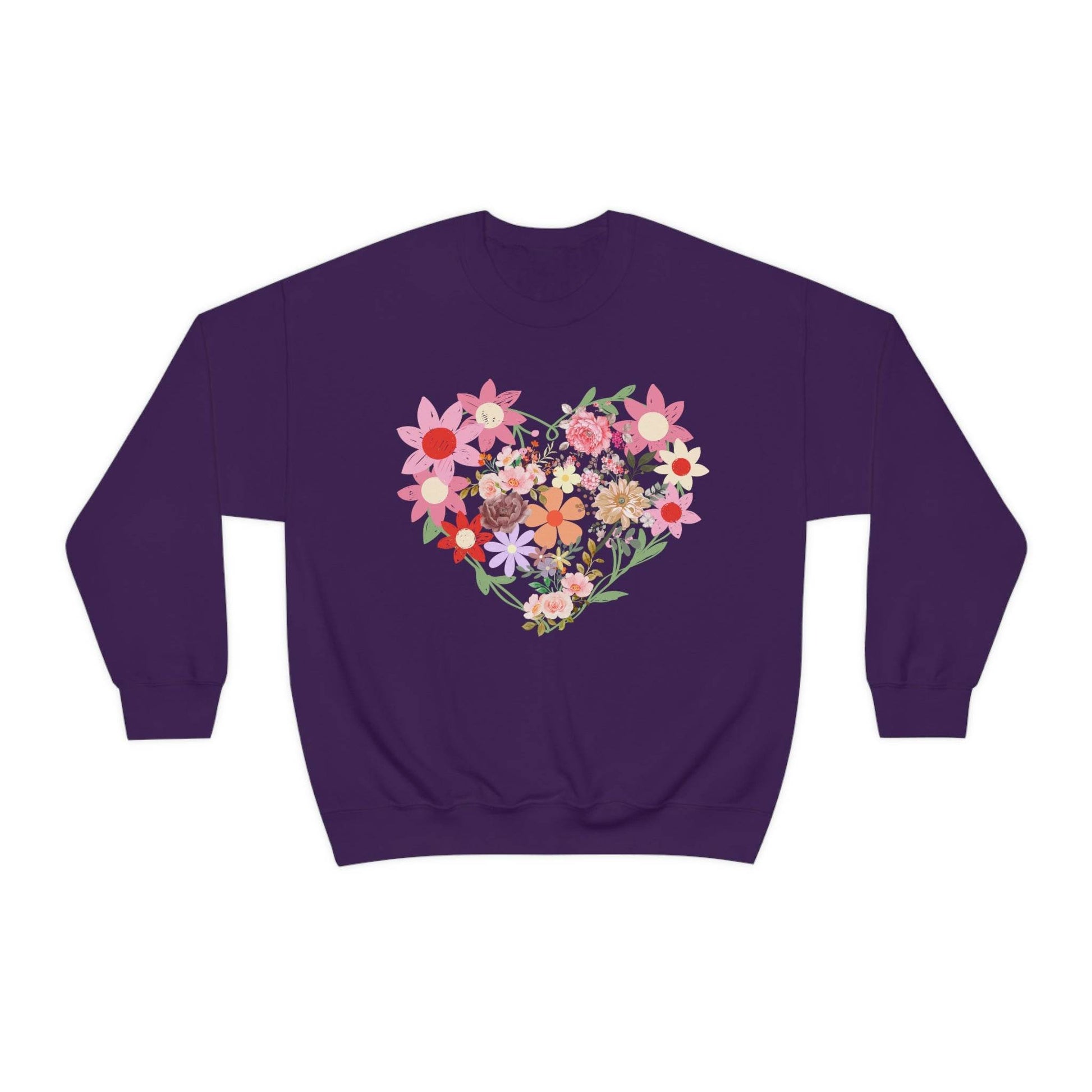 Flower Heart sweatshirt - Floral sweatshirt - Love Sweatshirt - Giftsmojo