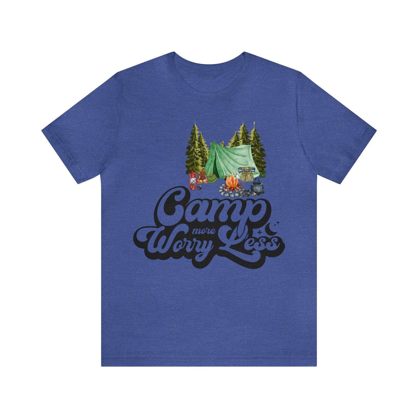 Camp More Worry Less Shirt, Outdoor adventure clothing, Nature-inspired shirts, Hiking apparel, Outdoor enthusiasts gift, Adventure-themed attire - Giftsmojo