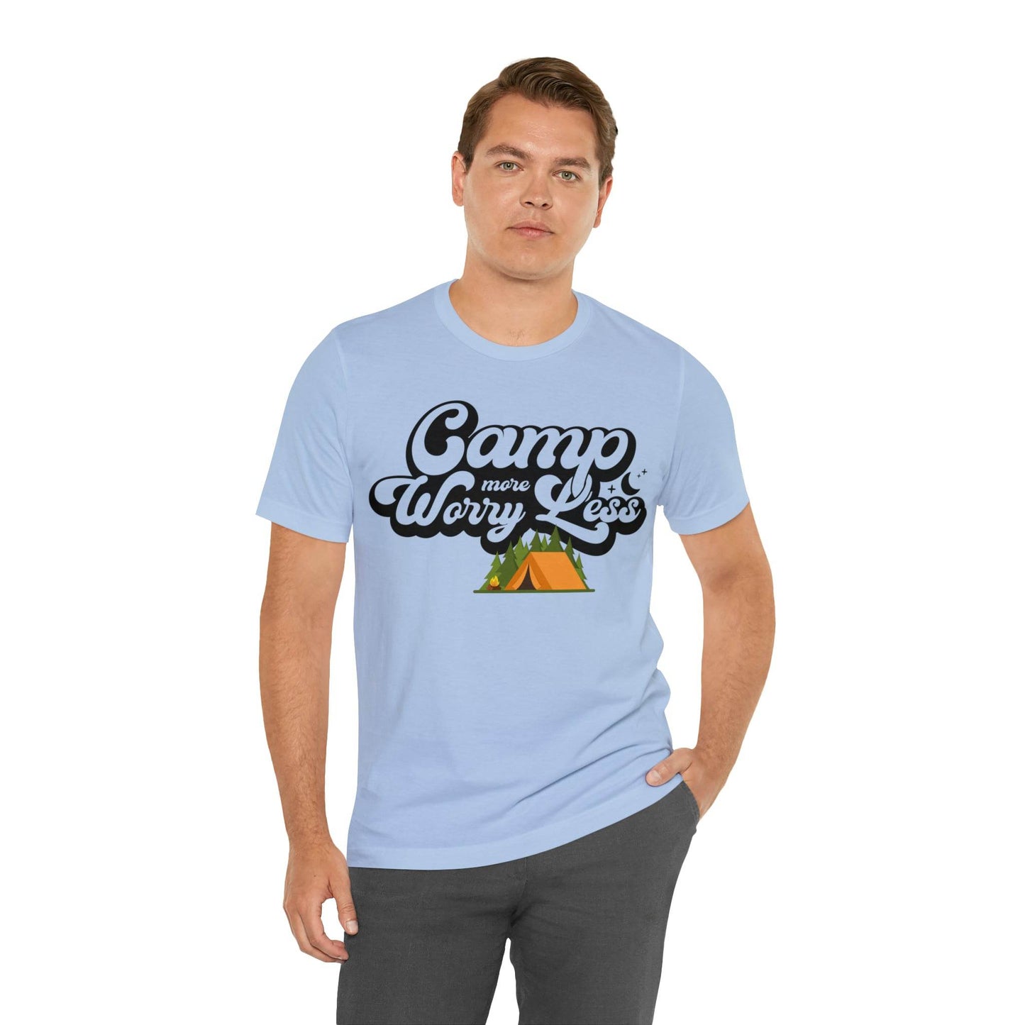 Camp More Worry Less Shirt, Outdoor adventure clothing, Nature-inspired shirts, Outdoor enthusiasts gift, Adventure-themed attire - Giftsmojo
