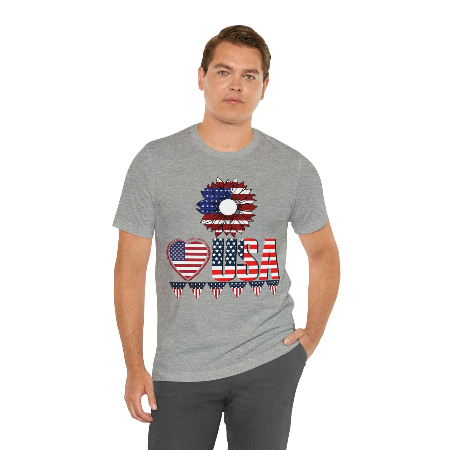 American flag shirt, Red, white, and blue shirt, Flower Love USA shirt, - Giftsmojo