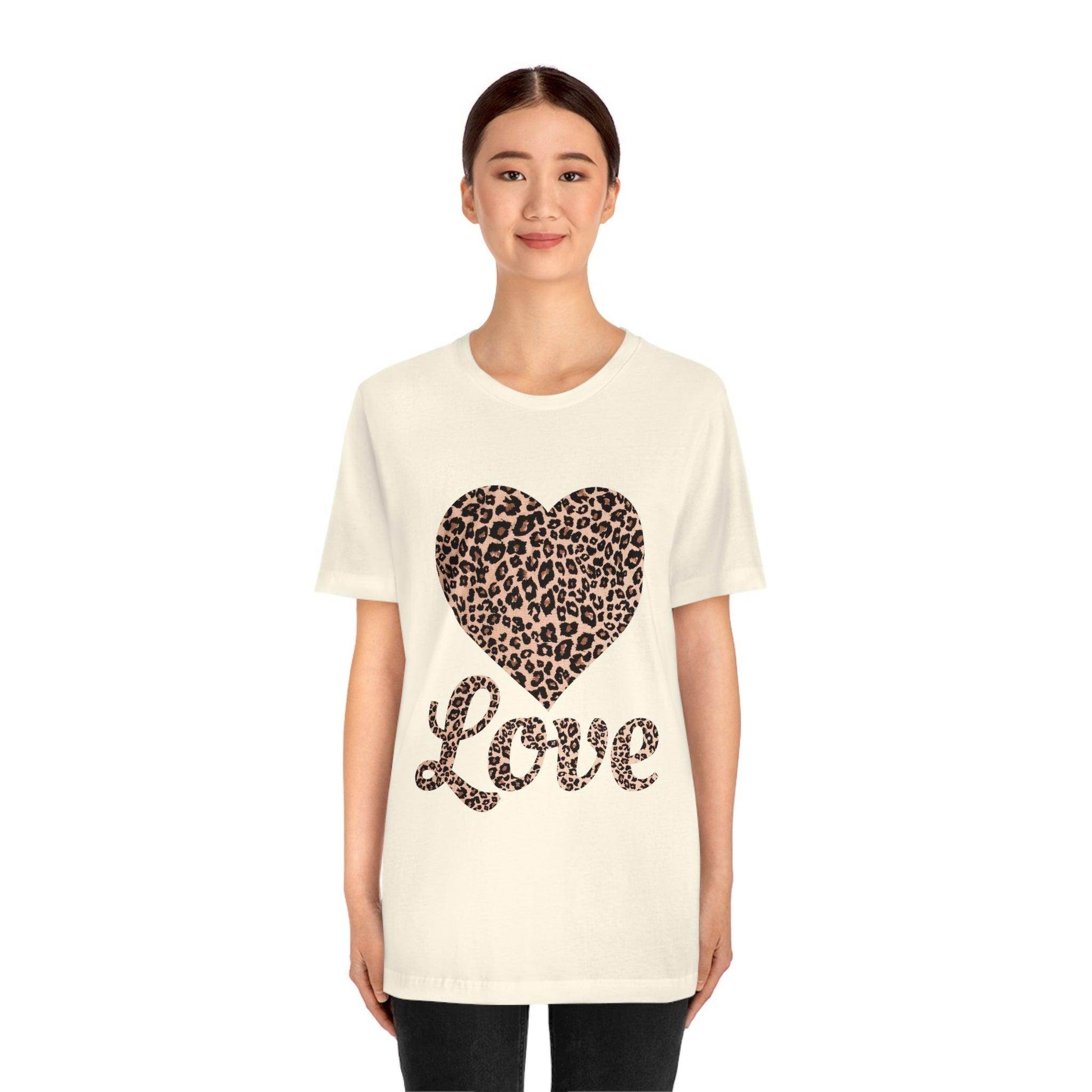 Leopard Print, Love Heart Tee, - Giftsmojo