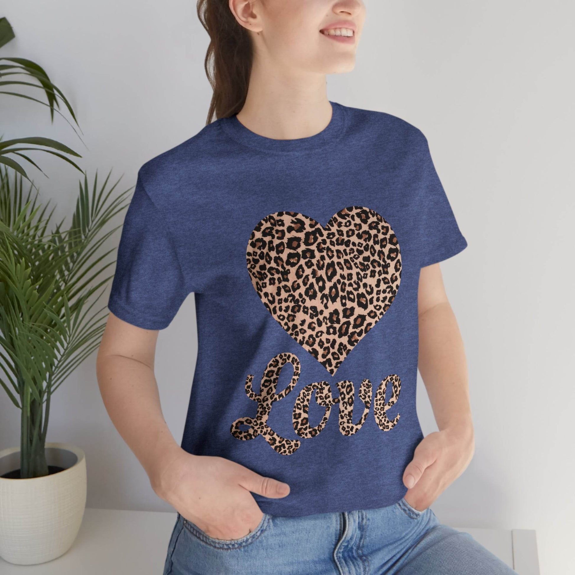 Leopard Print, Love Heart Tee, - Giftsmojo