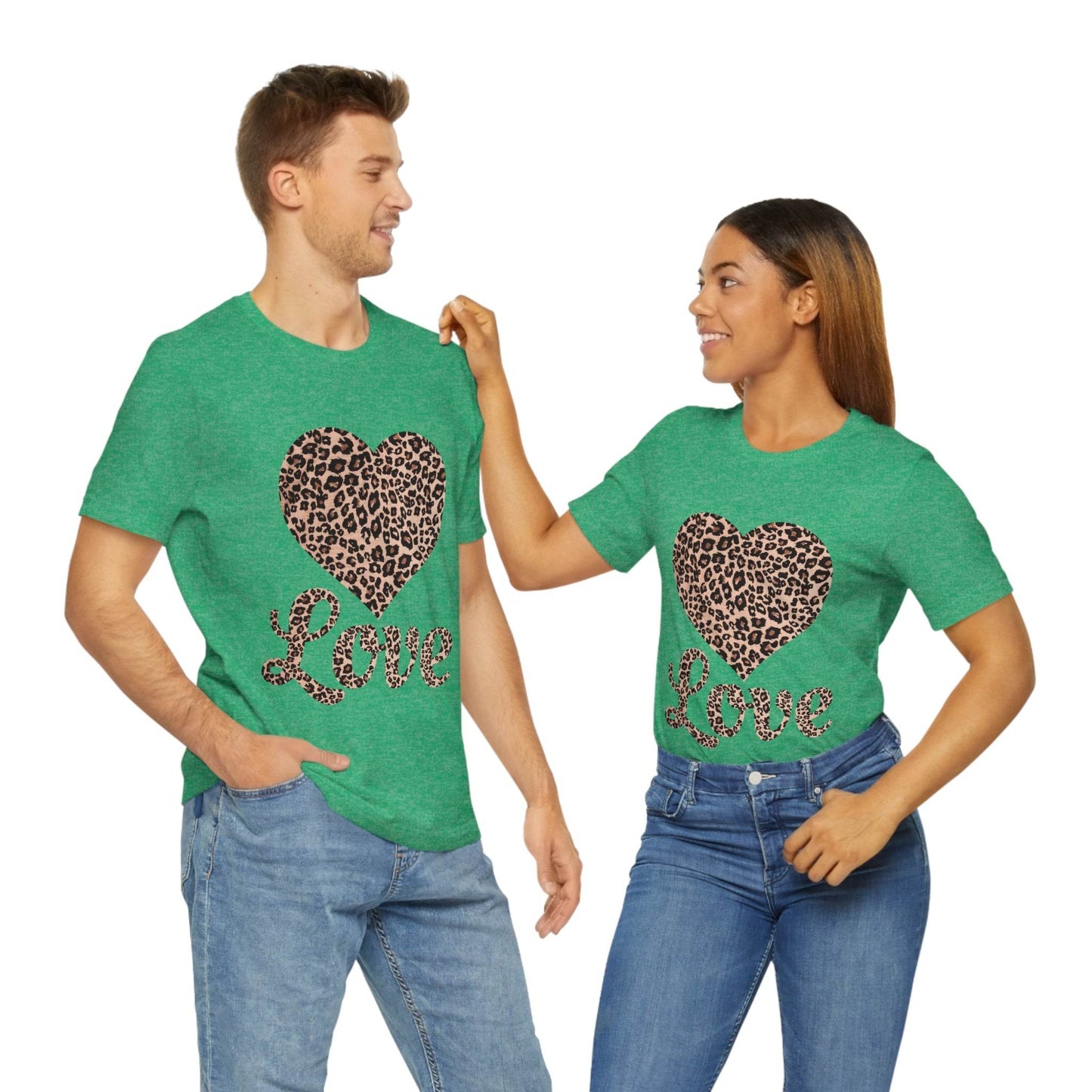Leopard Print, Love Heart Tee, - Giftsmojo
