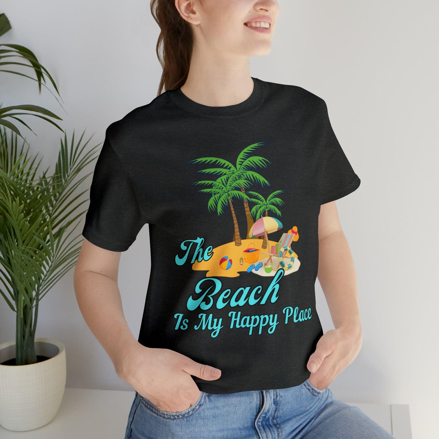 Beach shirt, The Beach is my happy place shirt, Beach t-shirt, Summer shirt, Beachwear, Beach fashion, Stylish beach apparel