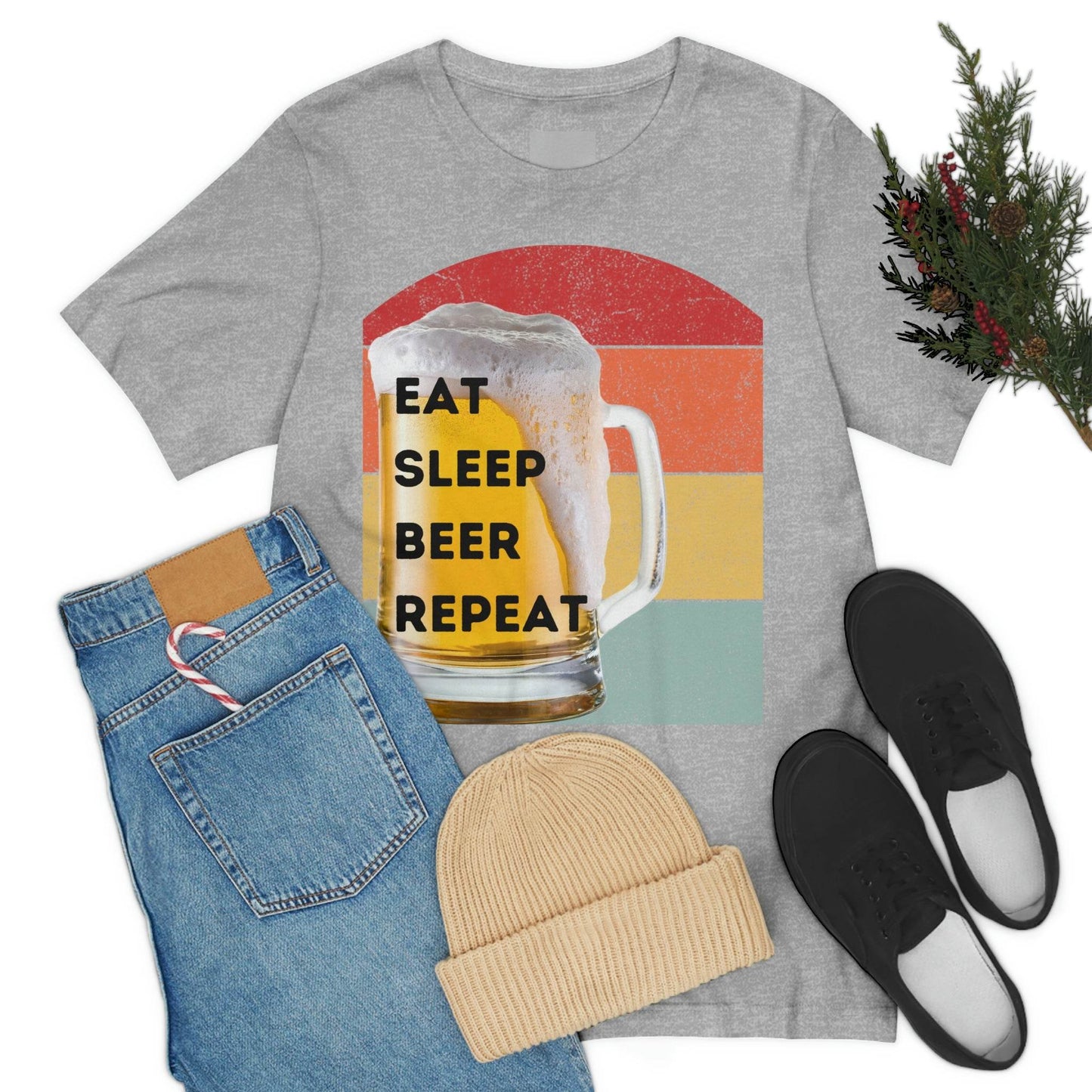 Retro shirt Eat Sleep Beer Repeat - funny beer shirt - Giftsmojo