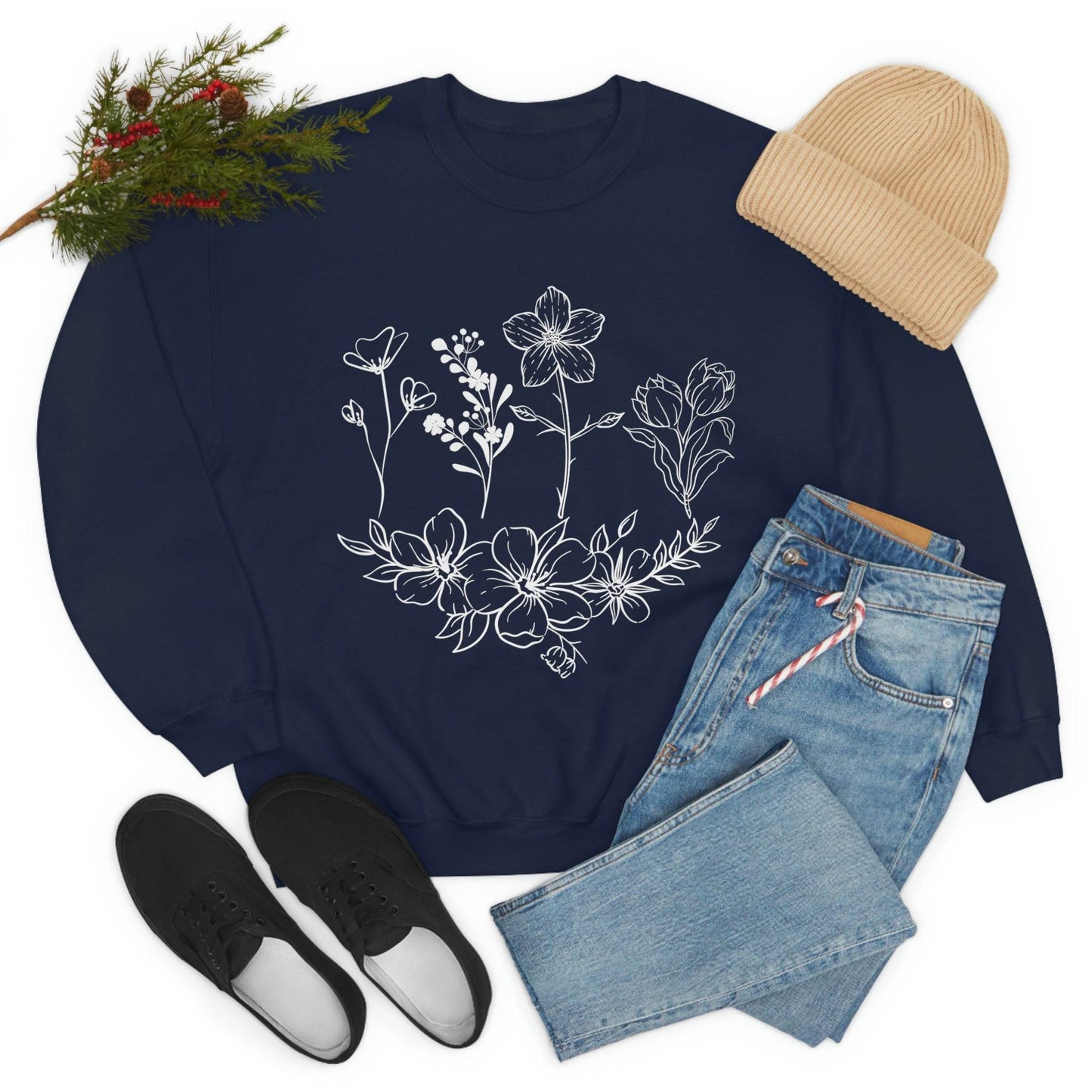 Flower sweatshirt, Vintage Flower Shirt, Vintage Botanical Shirt, plant sweatshirt, - Giftsmojo