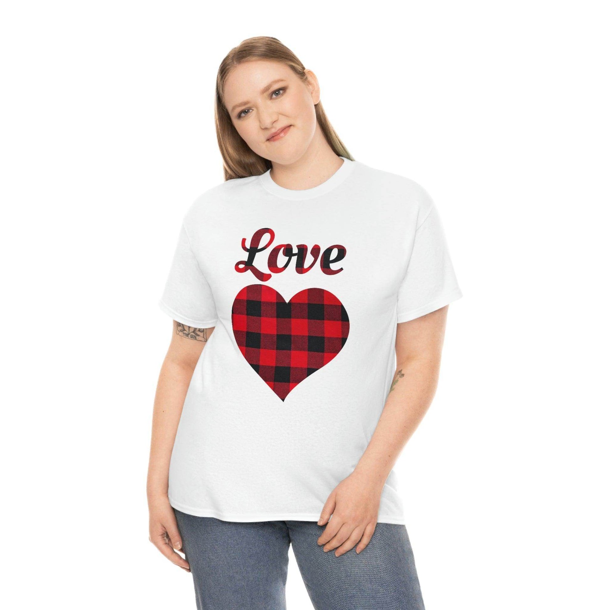 Plaid Love Heart Tee - Giftsmojo